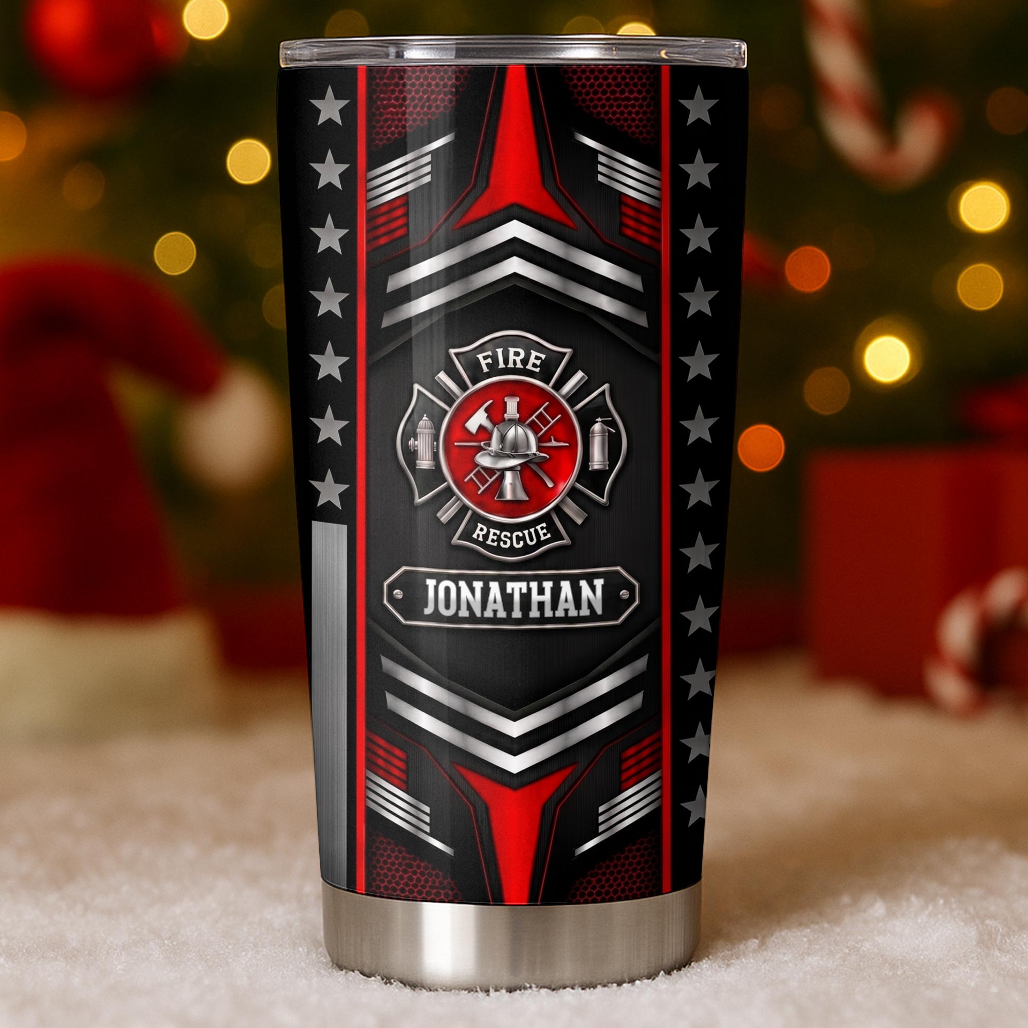 Personalized Firefighter Stainless Steel Tumbler Custom Name 20oz Gift for Dad 20oz Tumbler GradoCreations