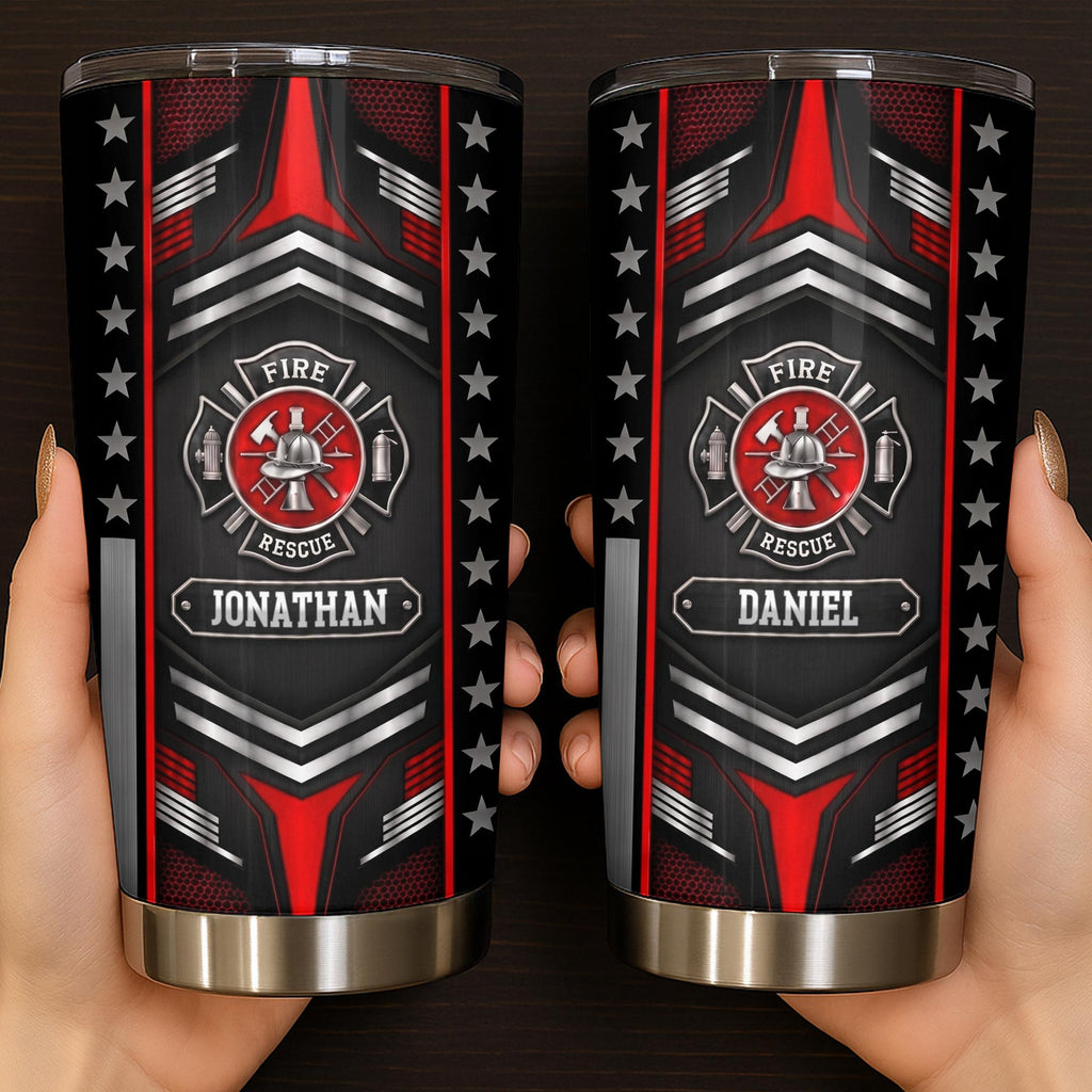 Personalized Firefighter Stainless Steel Tumbler Custom Name 20oz Gift for Dad 20oz Tumbler GradoCreations
