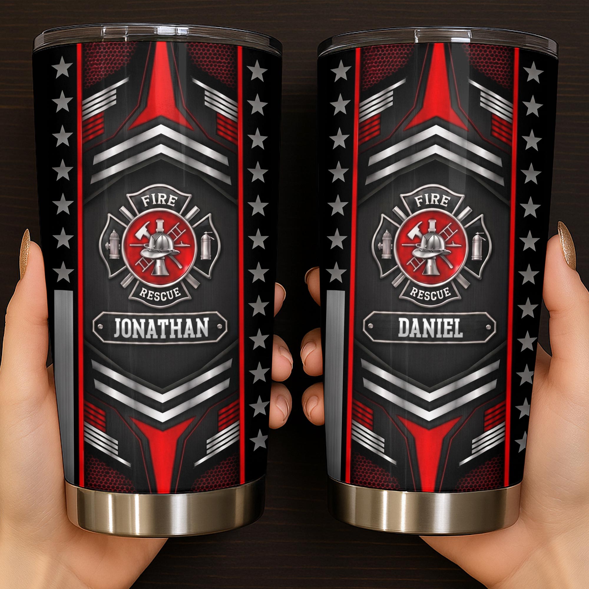 Personalized Firefighter Stainless Steel Tumbler Custom Name 20oz Gift for Dad 20oz Tumbler GradoCreations