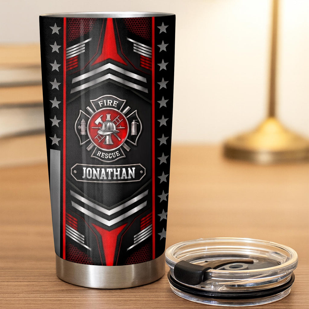 Personalized Firefighter Stainless Steel Tumbler Custom Name 20oz Gift for Dad 20oz Tumbler GradoCreations