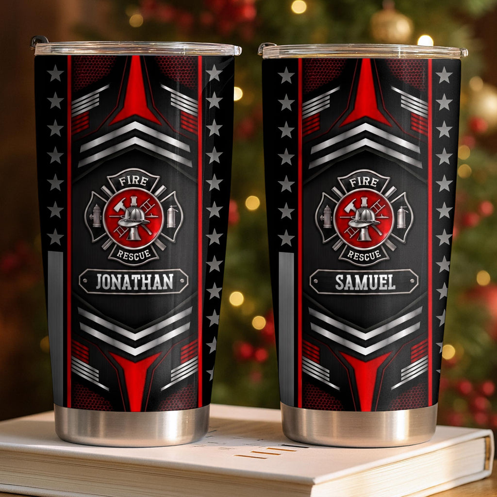 Personalized Firefighter Stainless Steel Tumbler Custom Name 20oz Gift for Dad 20oz Tumbler GradoCreations