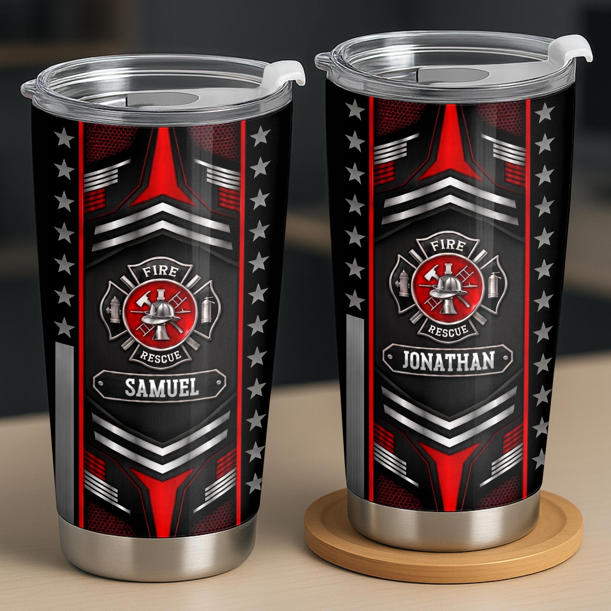 Personalized Firefighter Stainless Steel Tumbler Custom Name 20oz Gift for Dad 20oz Tumbler GradoCreations