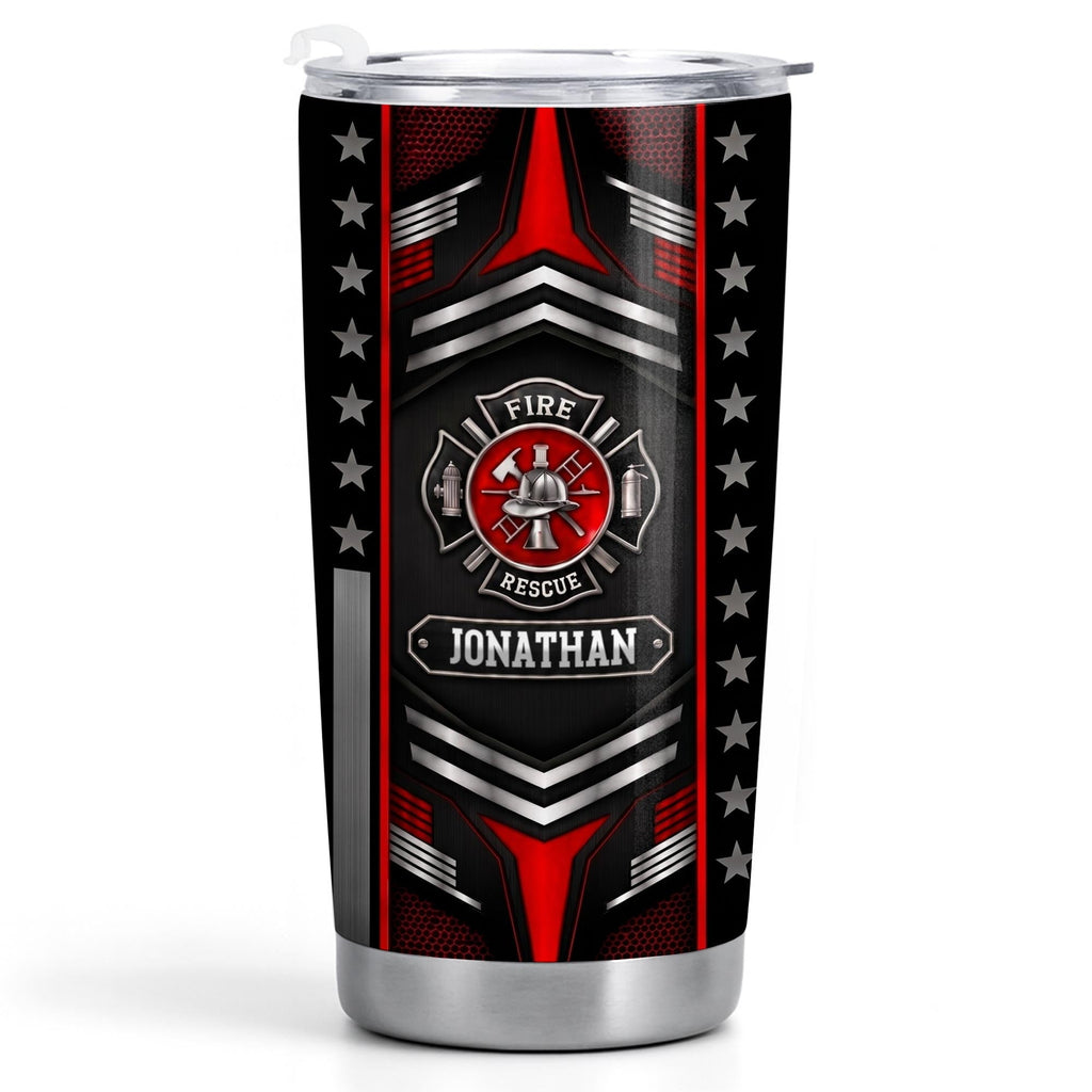 Personalized Firefighter Stainless Steel Tumbler Custom Name 20oz Gift for Dad 20oz Tumbler GradoCreations