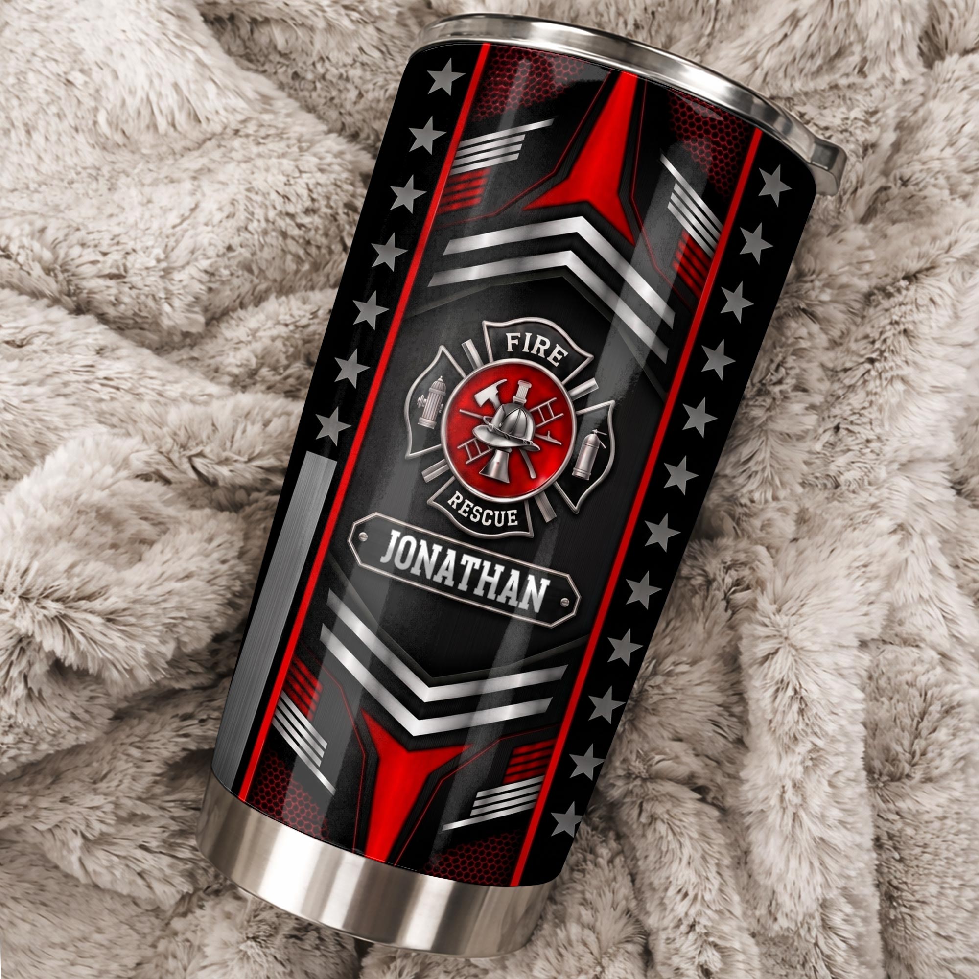 Personalized Firefighter Stainless Steel Tumbler Custom Name 20oz Gift for Dad 20oz Tumbler GradoCreations
