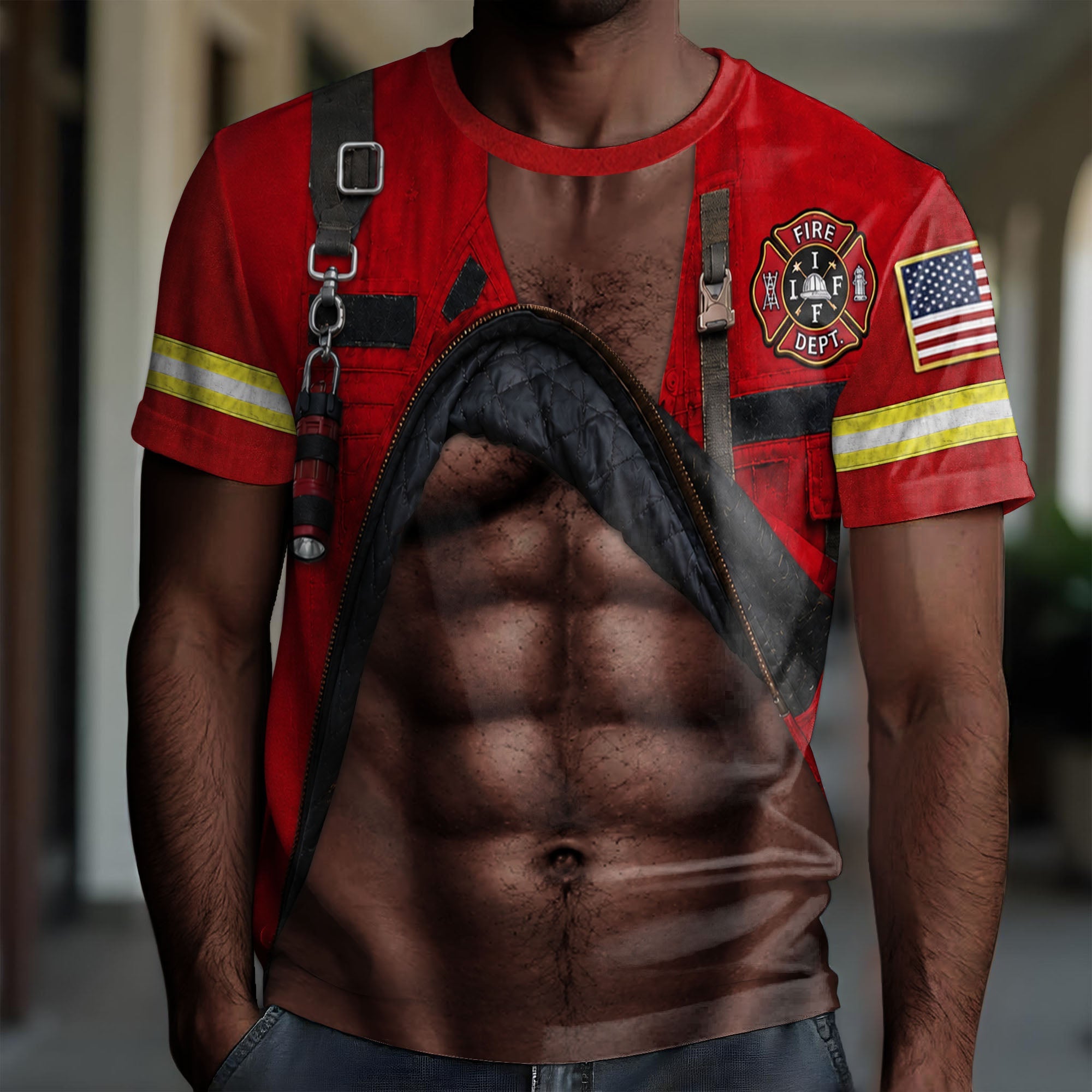 Personalized Firefighter T-Shirt Custom 3D Design Gift for Dad Apparel GradoCreations