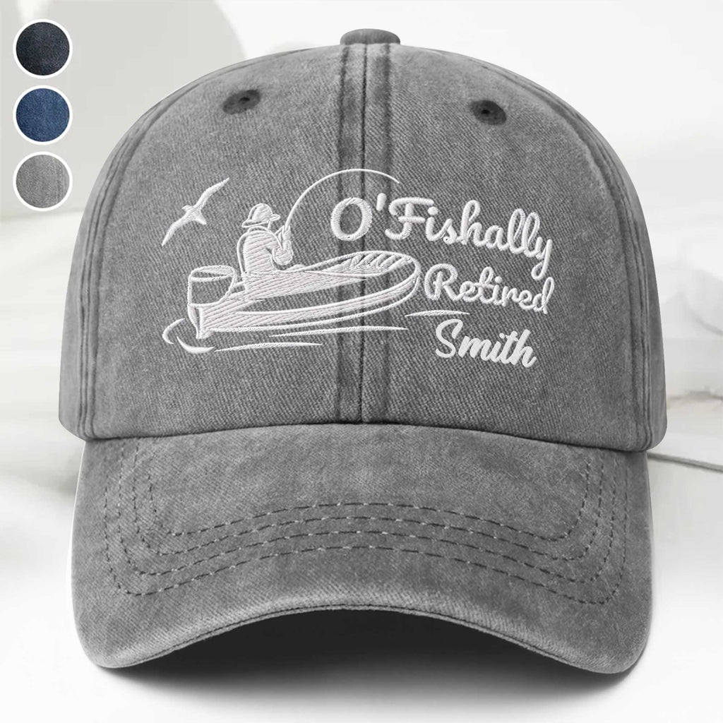 Personalized Washed Denim Cap Custom Name Gift for Dad Fishing Washed Denim Cap GradoCreations