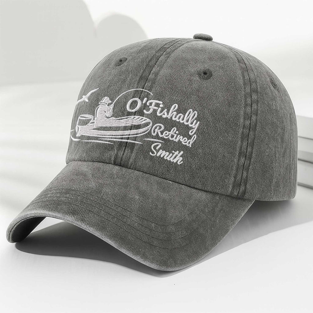 Personalized Washed Denim Cap Custom Name Gift for Dad Fishing Washed Denim Cap GradoCreations