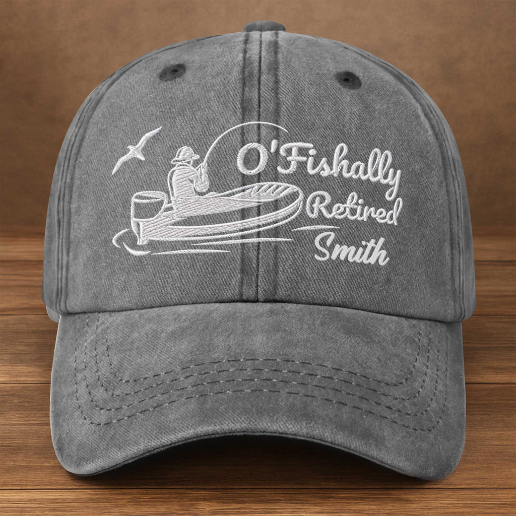 Personalized Washed Denim Cap Custom Name Gift for Dad Fishing Washed Denim Cap GradoCreations