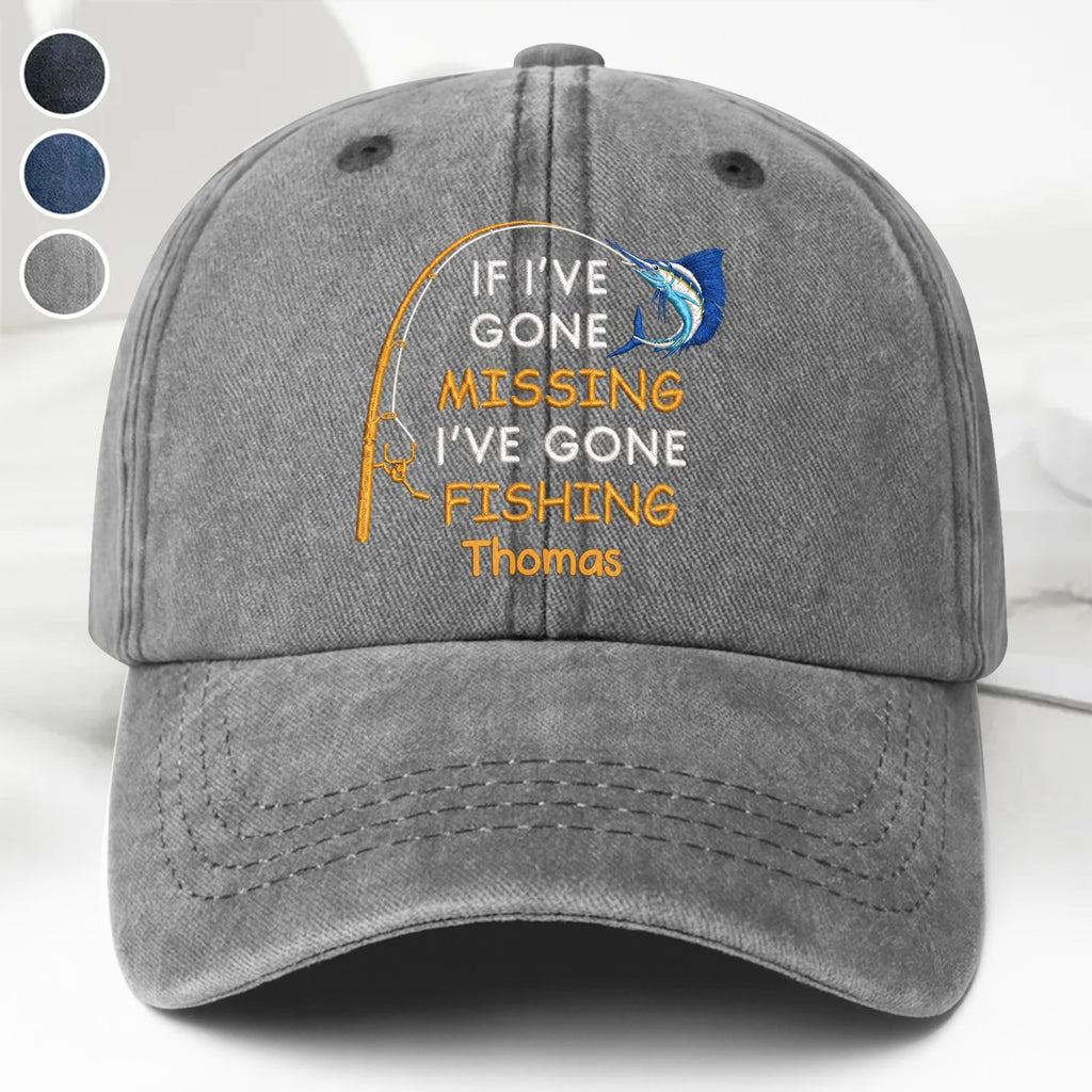 Personalized Washed Denim Fishing Cap Custom Name Gift for Dad Washed Denim Cap GradoCreations
