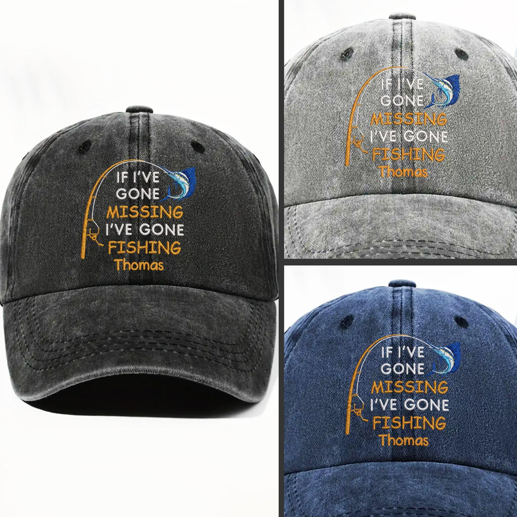 Personalized Washed Denim Fishing Cap Custom Name Gift for Dad Washed Denim Cap GradoCreations