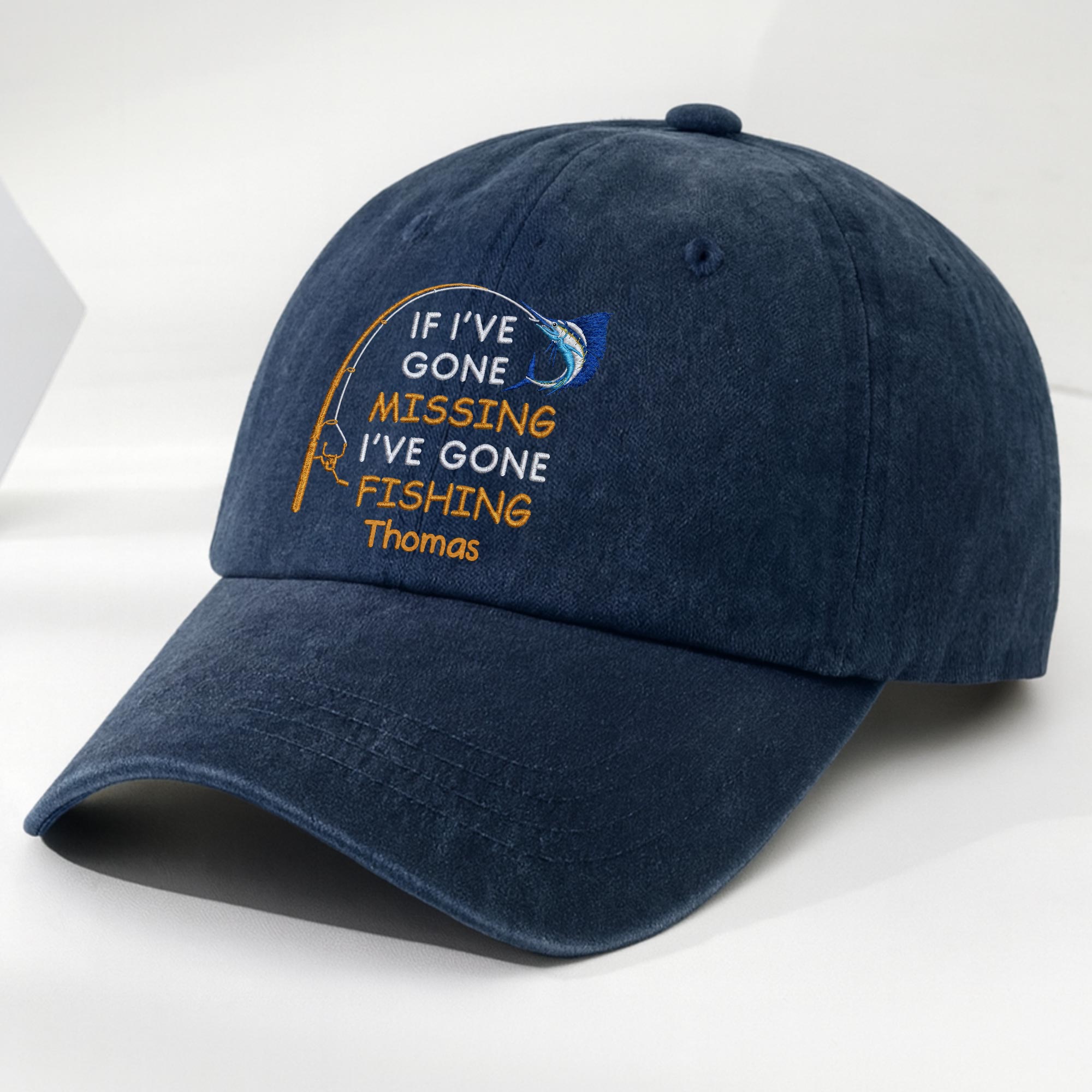 Personalized Washed Denim Fishing Cap Custom Name Gift for Dad Washed Denim Cap GradoCreations