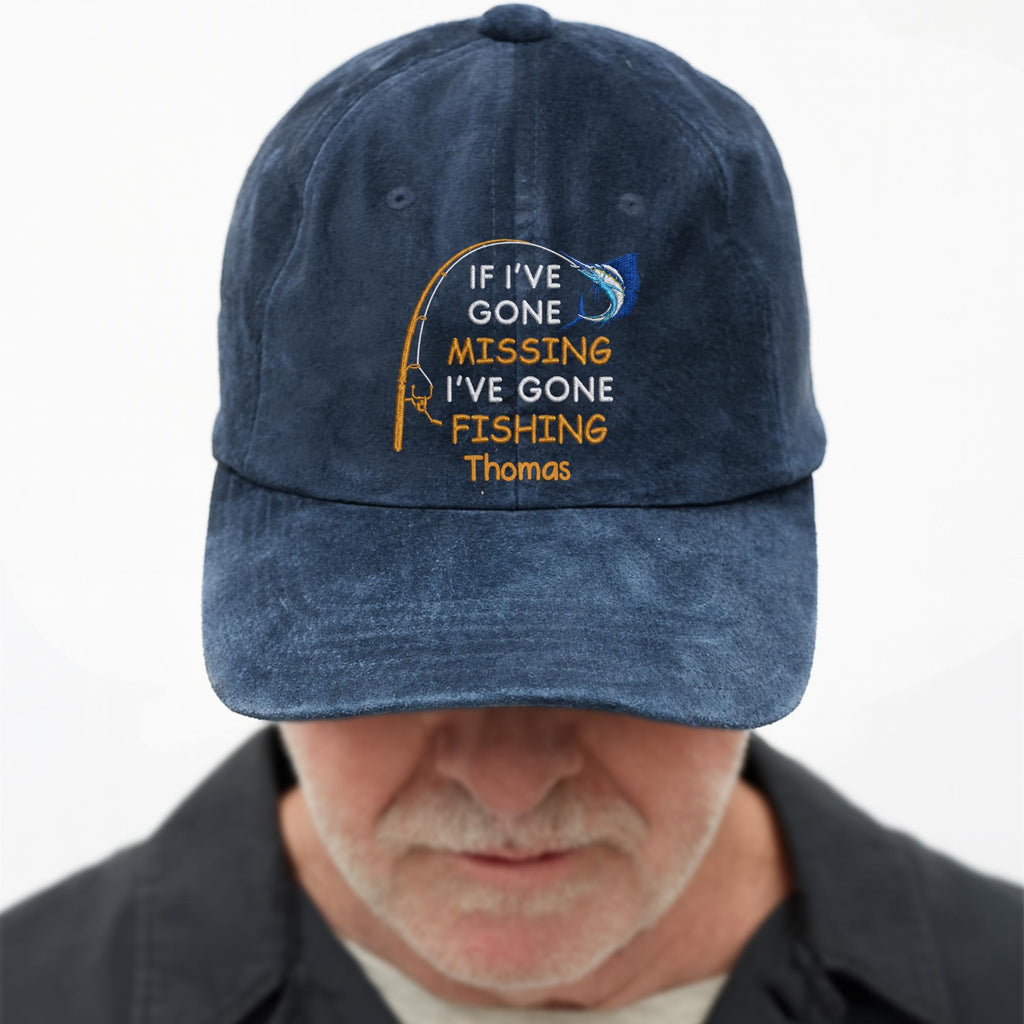 Personalized Washed Denim Fishing Cap Custom Name Gift for Dad Washed Denim Cap GradoCreations