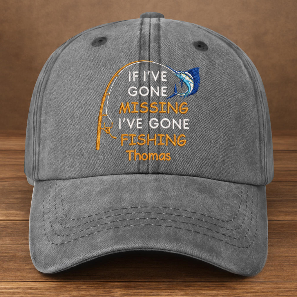 Personalized Washed Denim Fishing Cap Custom Name Gift for Dad Washed Denim Cap GradoCreations