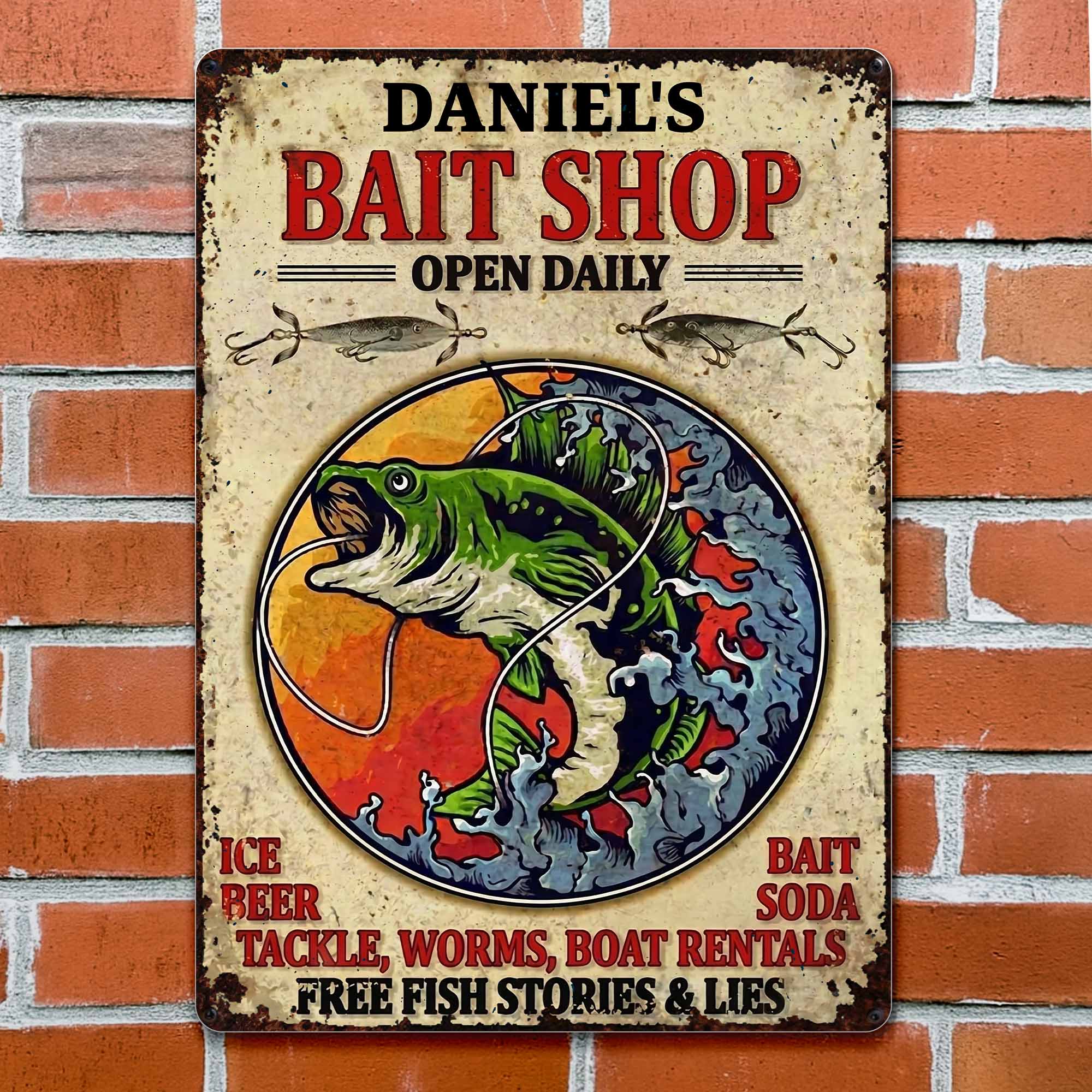 Personalized Metal Sign Custom Name Bass Fishing Gift Idea Metal Sign GradoCreations