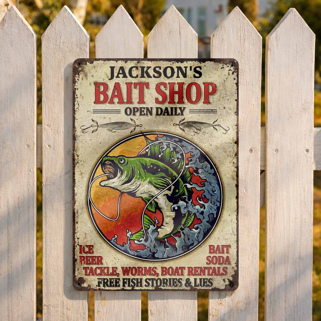 Personalized Metal Sign Custom Name Bass Fishing Gift Idea Metal Sign GradoCreations
