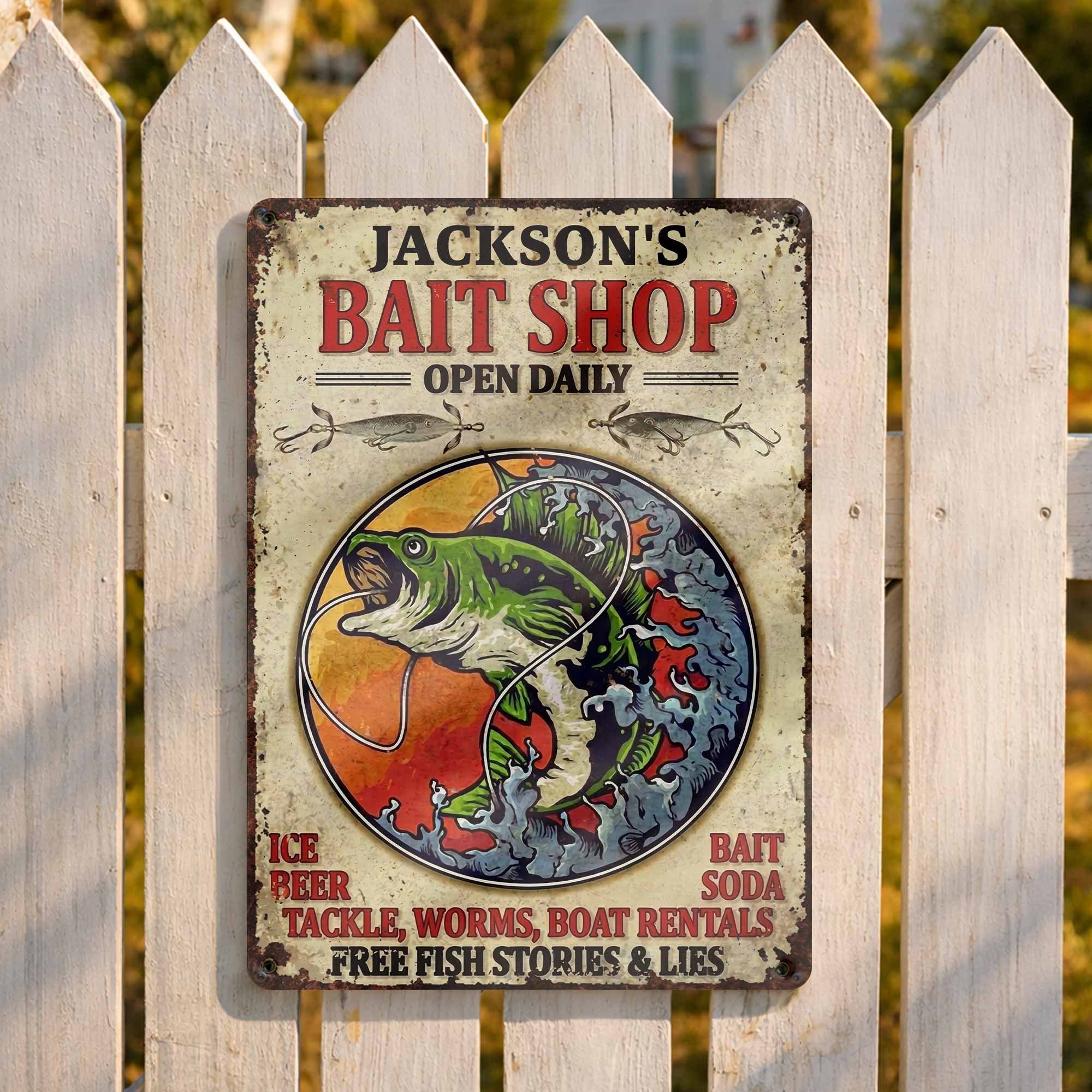 Personalized Metal Sign Custom Name Bass Fishing Gift Idea Metal Sign GradoCreations