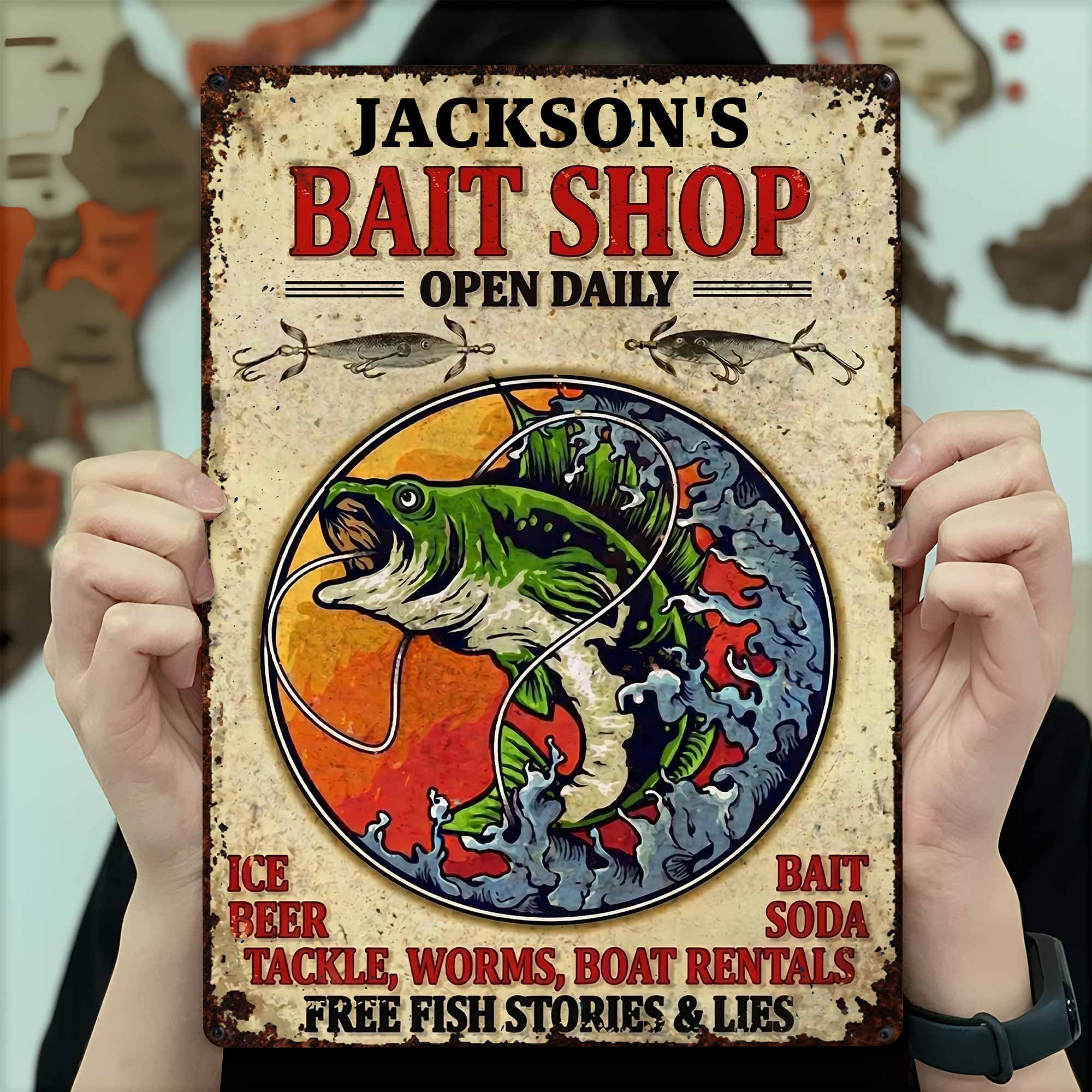 Personalized Metal Sign Custom Name Bass Fishing Gift Idea Metal Sign GradoCreations