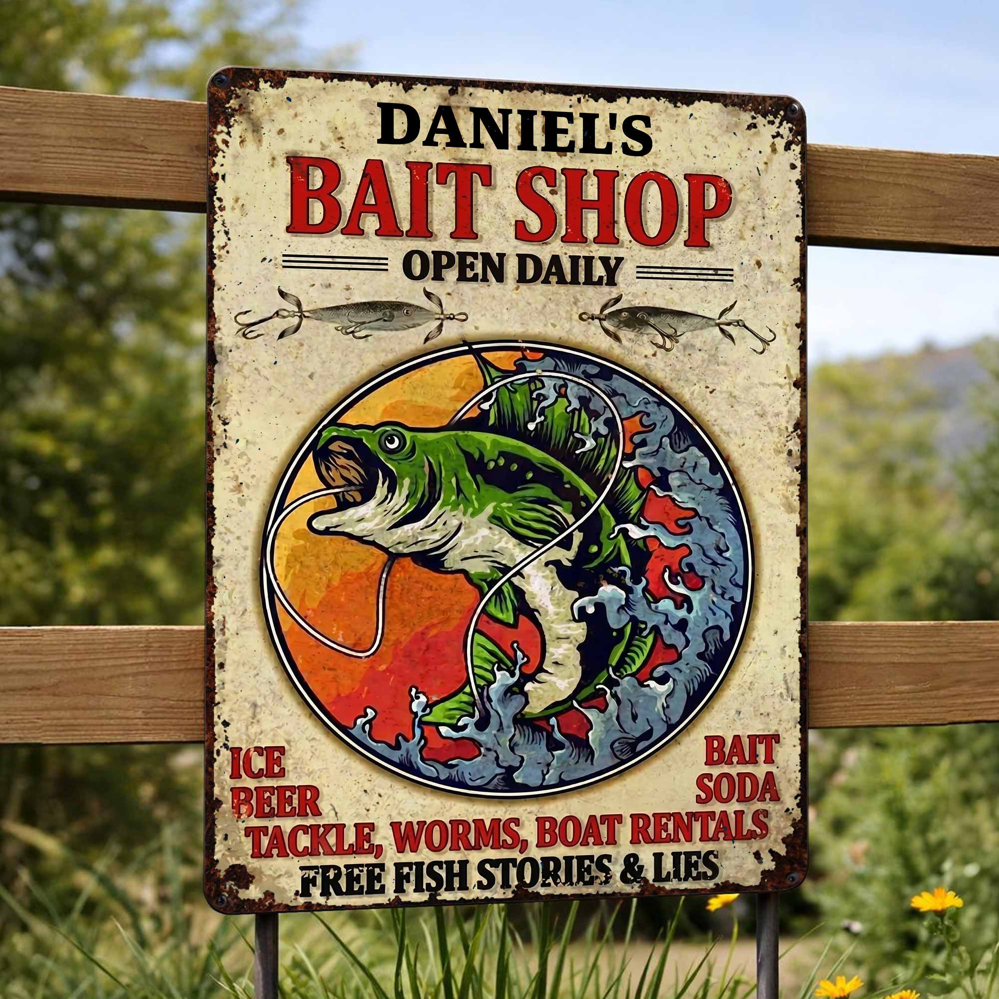 Personalized Metal Sign Custom Name Bass Fishing Gift Idea Metal Sign GradoCreations