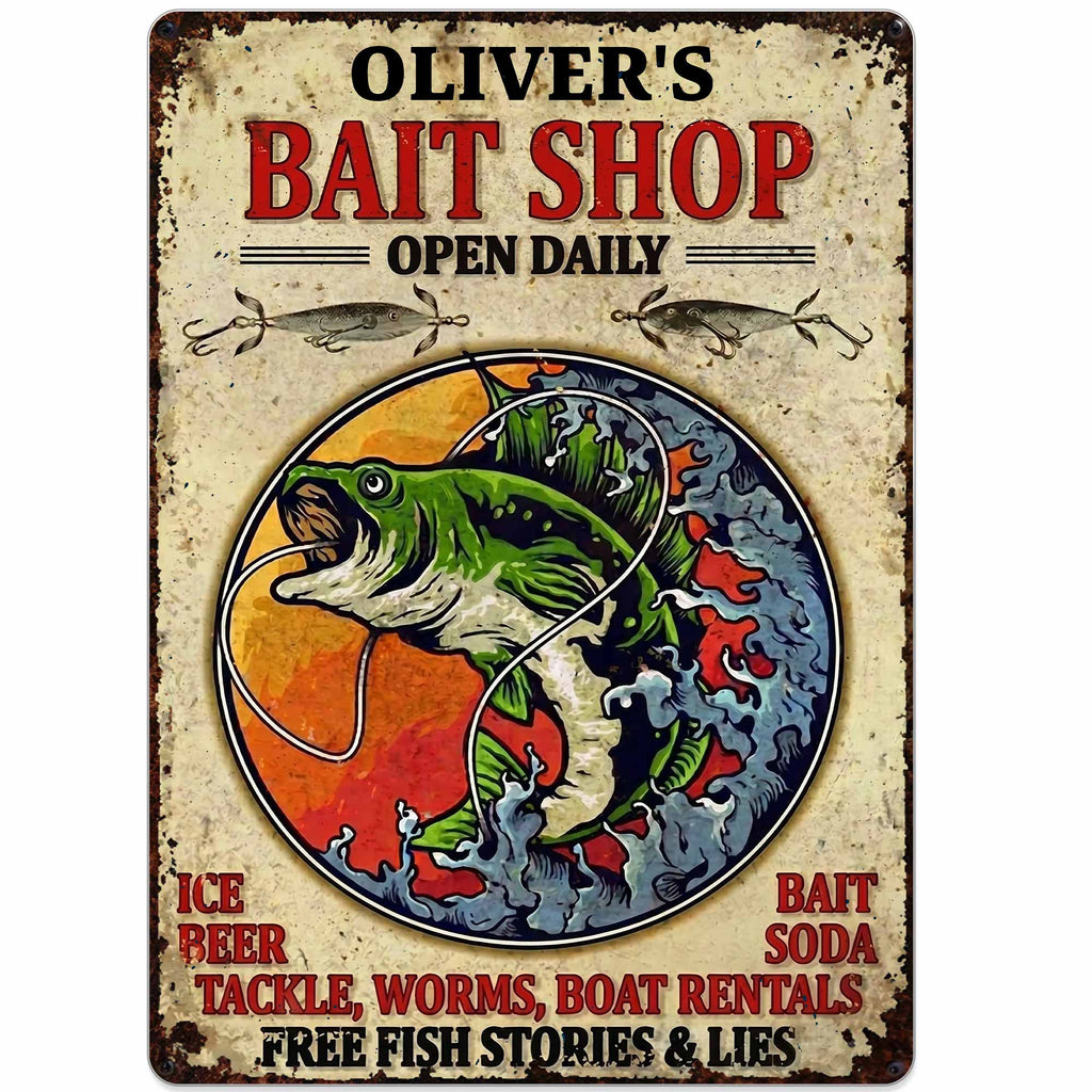Personalized Metal Sign Custom Name Bass Fishing Gift Idea Metal Sign GradoCreations
