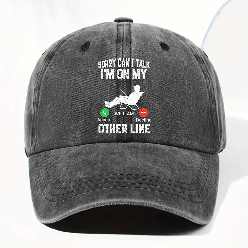 Personalized Fishing Cap Custom Name Denim Gift for Dad Washed Denim Cap GradoCreations