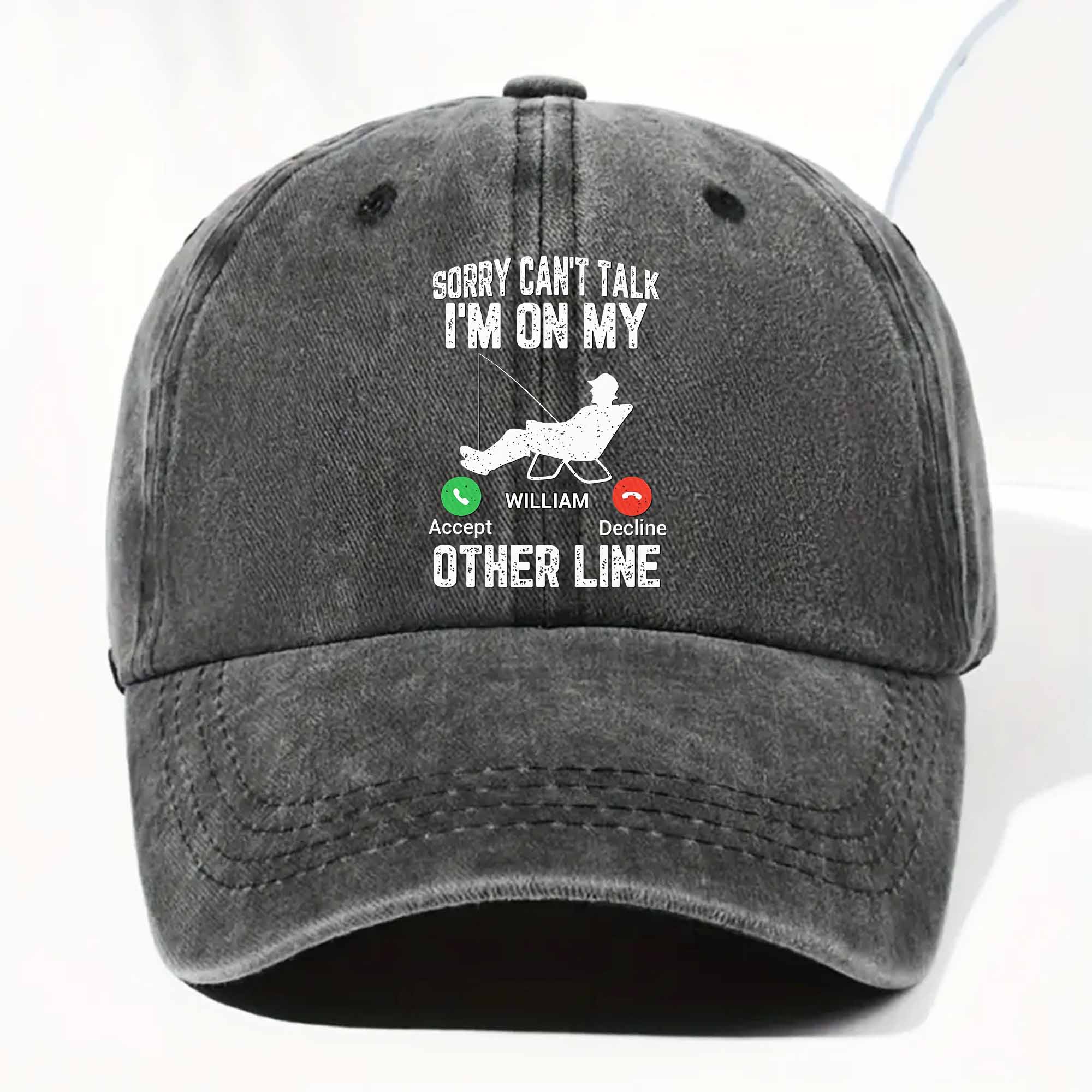 Personalized Fishing Cap Custom Name Denim Gift for Dad Washed Denim Cap GradoCreations