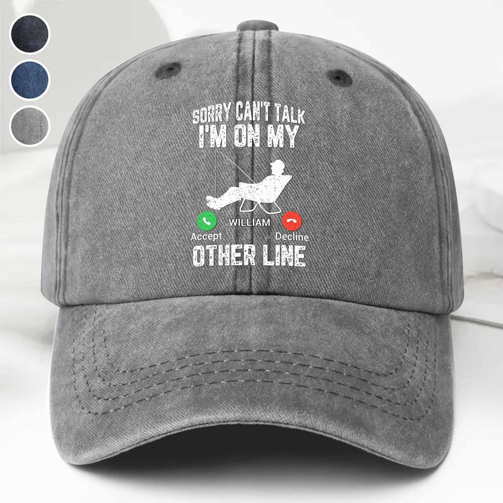 Personalized Fishing Cap Custom Name Denim Gift for Dad Washed Denim Cap GradoCreations