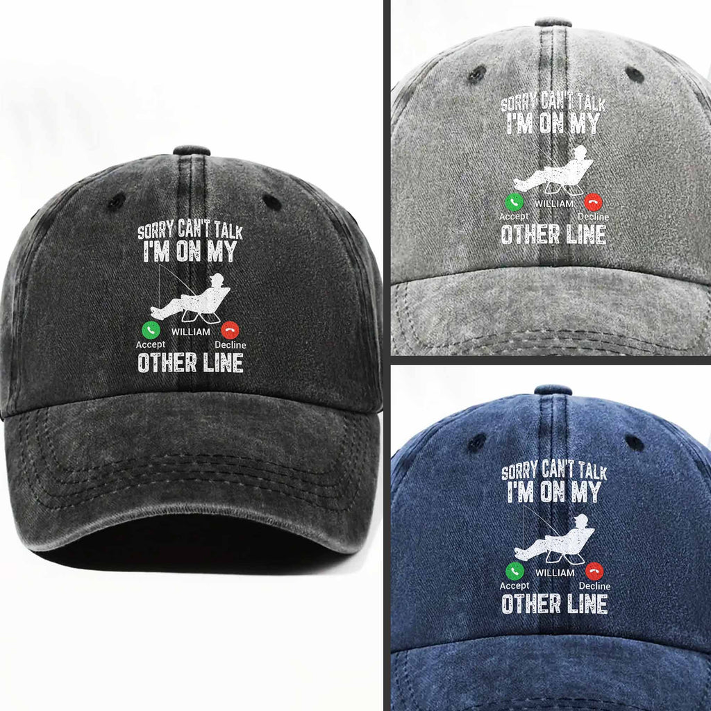 Personalized Fishing Cap Custom Name Denim Gift for Dad Washed Denim Cap GradoCreations