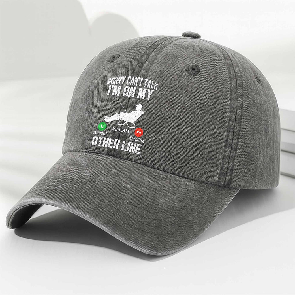 Personalized Fishing Cap Custom Name Denim Gift for Dad Washed Denim Cap GradoCreations