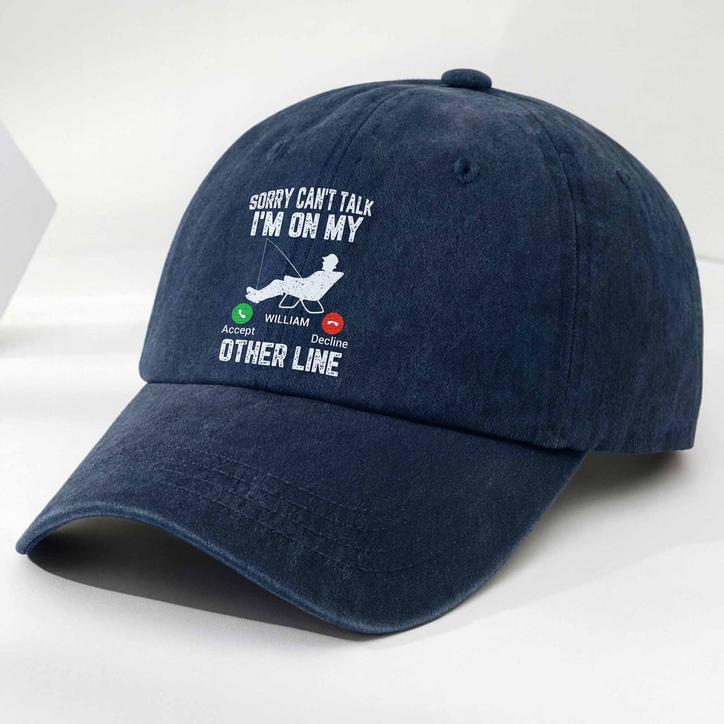 Personalized Fishing Cap Custom Name Denim Gift for Dad Washed Denim Cap GradoCreations