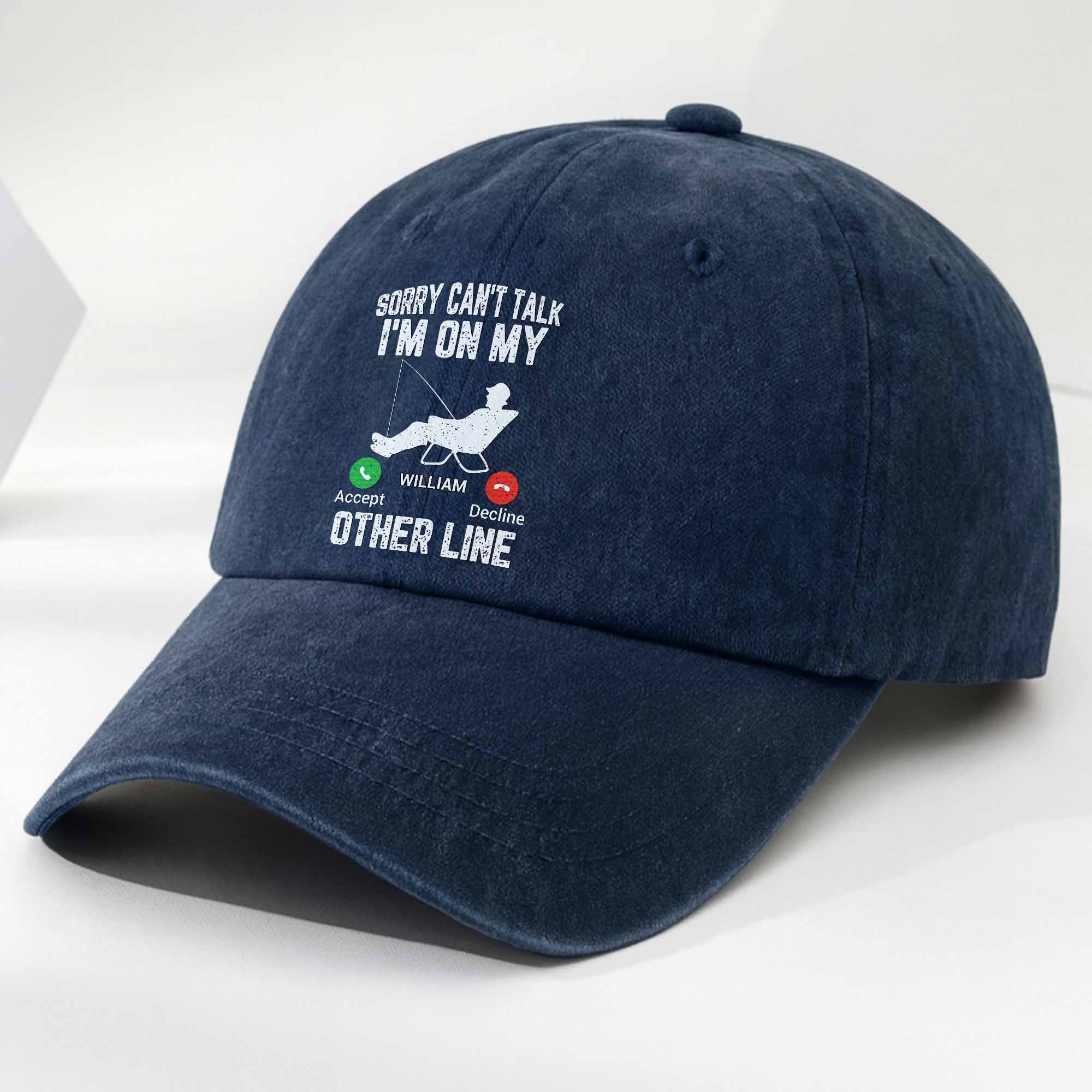 Personalized Fishing Cap Custom Name Denim Gift for Dad Washed Denim Cap GradoCreations