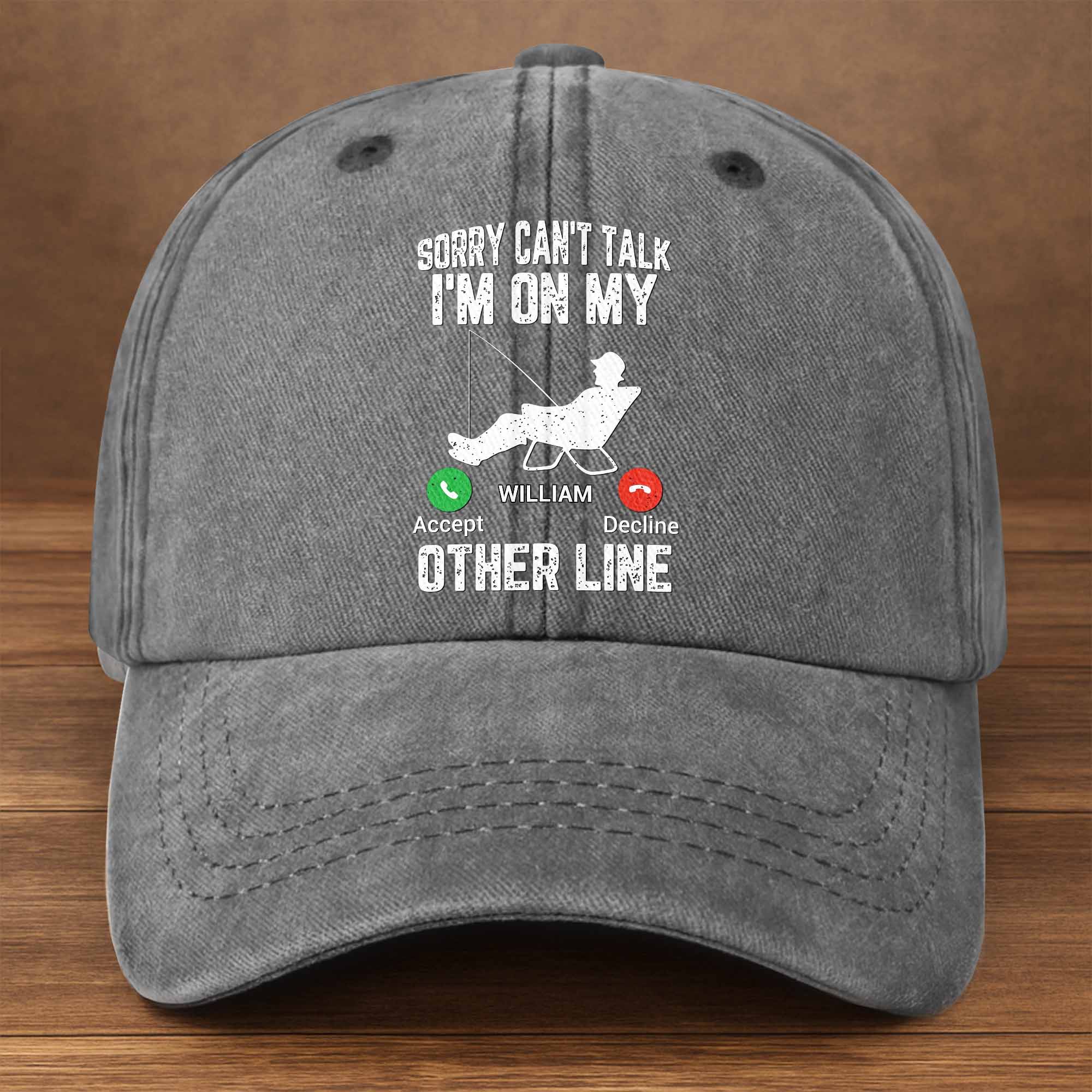 Personalized Fishing Cap Custom Name Denim Gift for Dad Washed Denim Cap GradoCreations