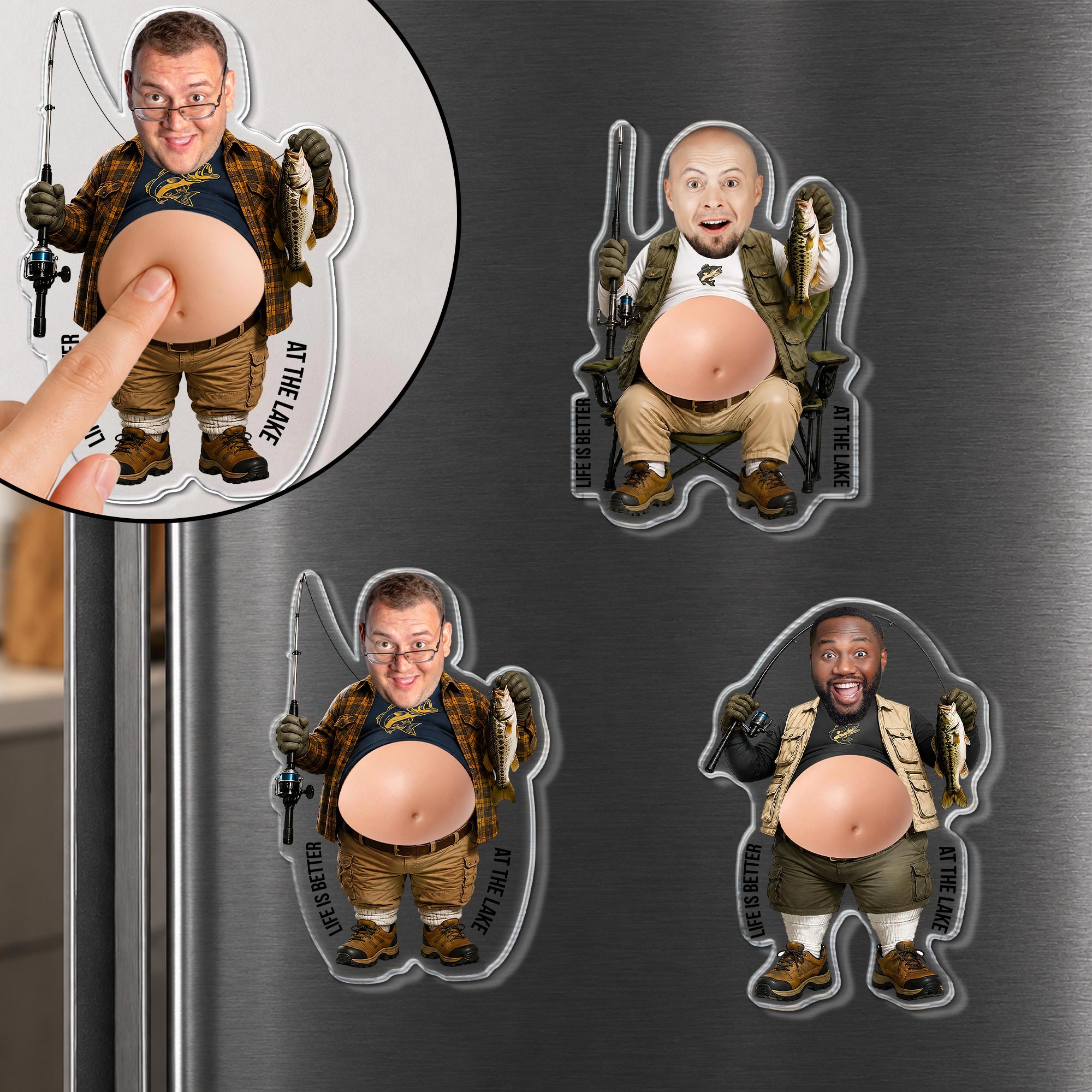 Personalized Squishy Acrylic Fridge Magnet Fishing Gift for Dad Squishy Acrylic Fridge Magnet GradoCreations