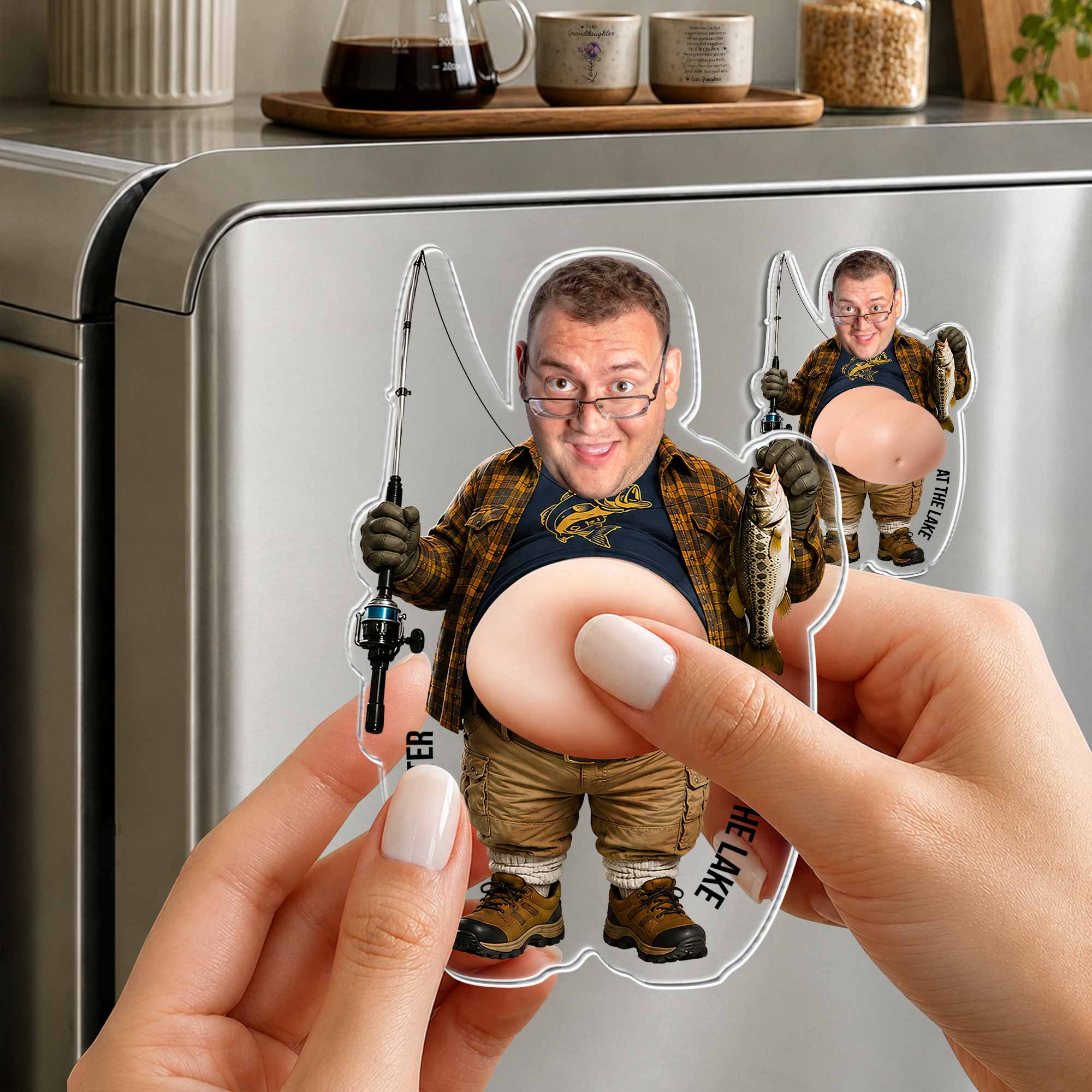 Personalized Squishy Acrylic Fridge Magnet Fishing Gift for Dad Squishy Acrylic Fridge Magnet GradoCreations
