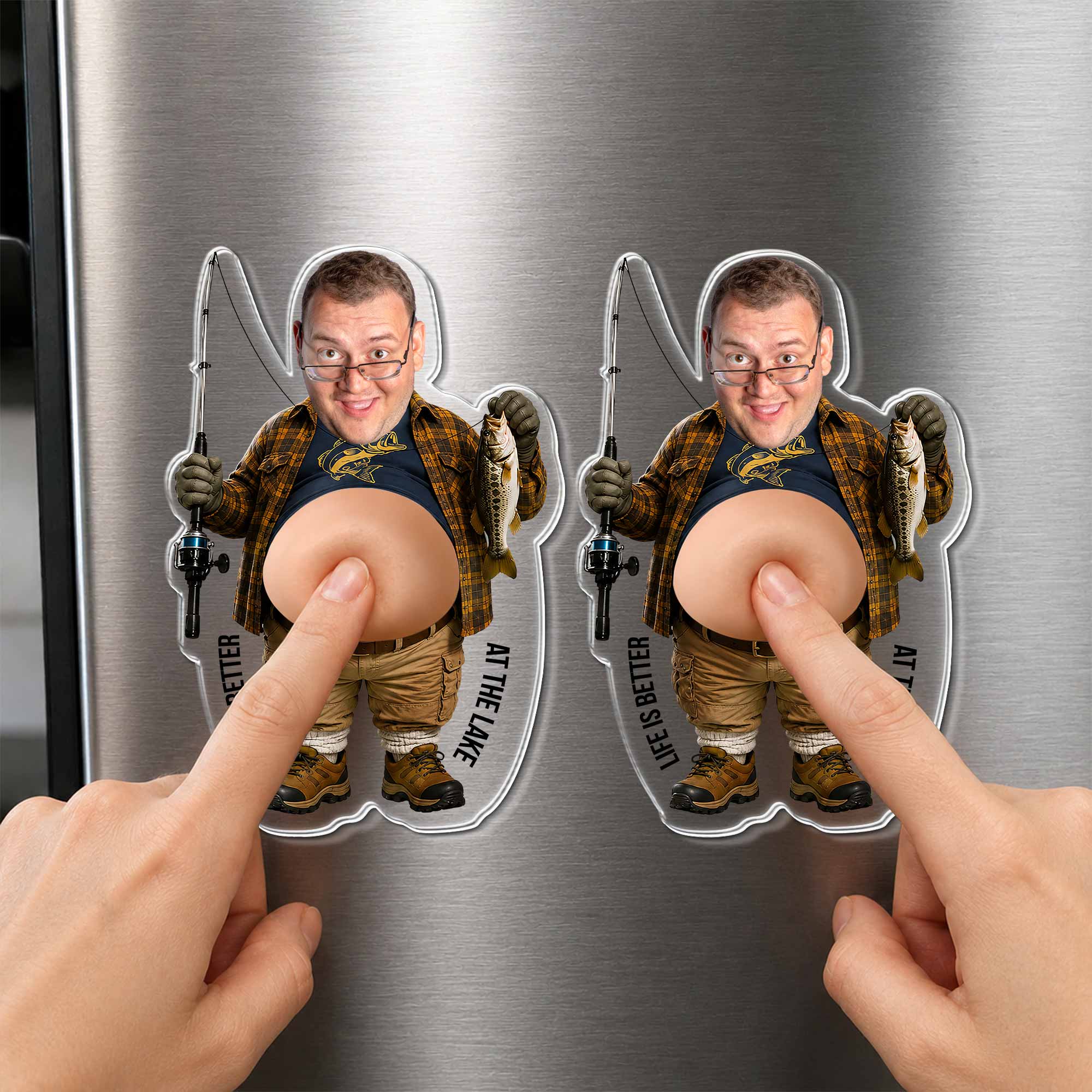 Personalized Squishy Acrylic Fridge Magnet Fishing Gift for Dad Squishy Acrylic Fridge Magnet GradoCreations
