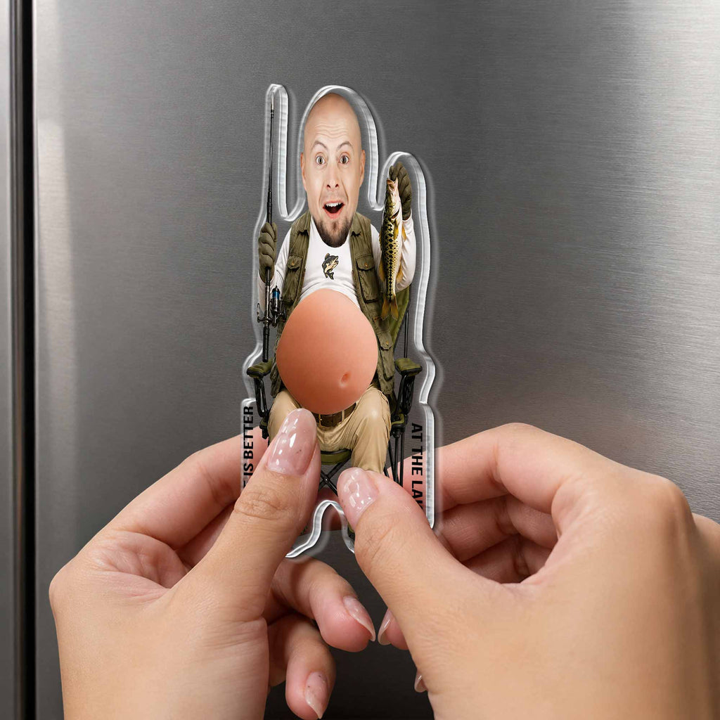 Personalized Squishy Acrylic Fridge Magnet Fishing Gift for Dad Squishy Acrylic Fridge Magnet GradoCreations