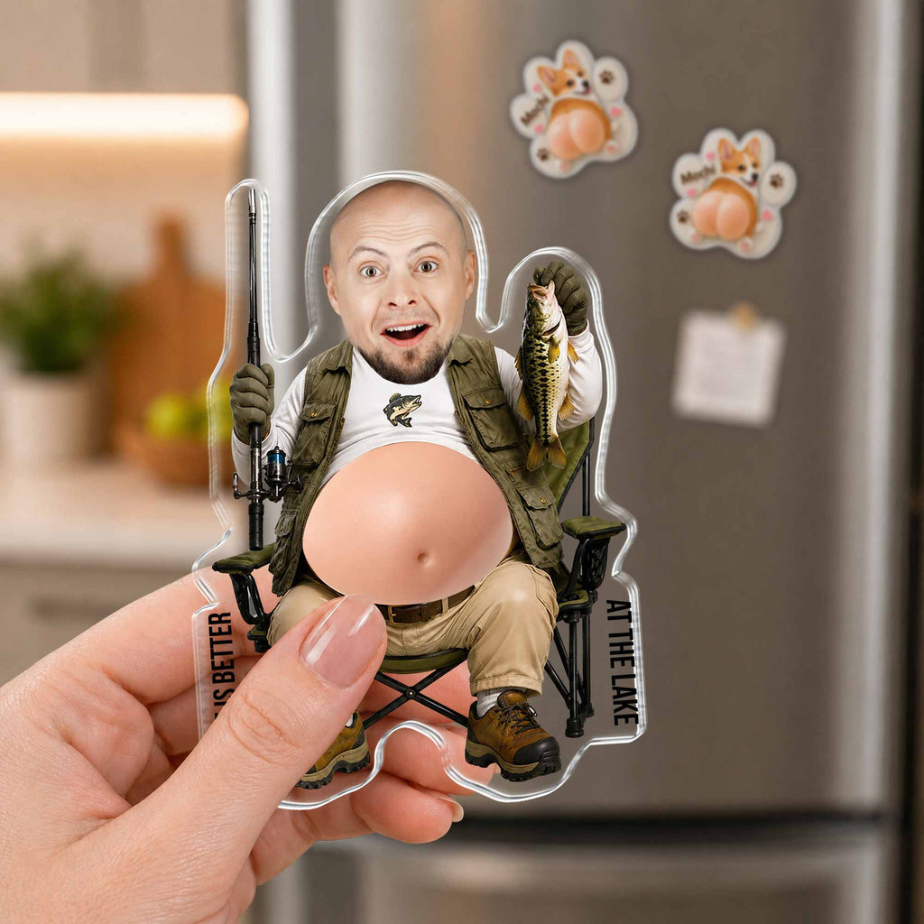 Personalized Squishy Acrylic Fridge Magnet Fishing Gift for Dad Squishy Acrylic Fridge Magnet GradoCreations