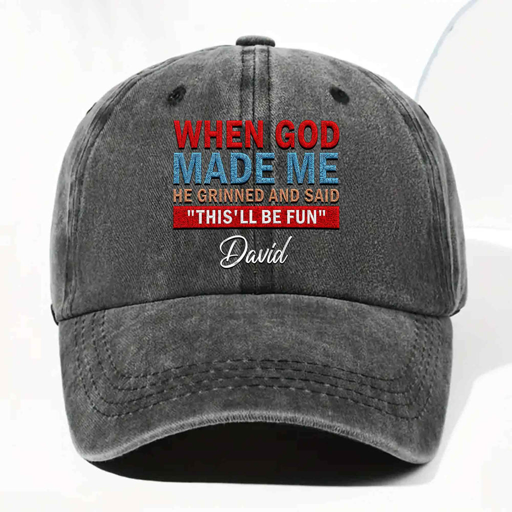 Personalized Washed Denim Cap Custom Name Faith Gift for Him Washed Denim Cap GradoCreations