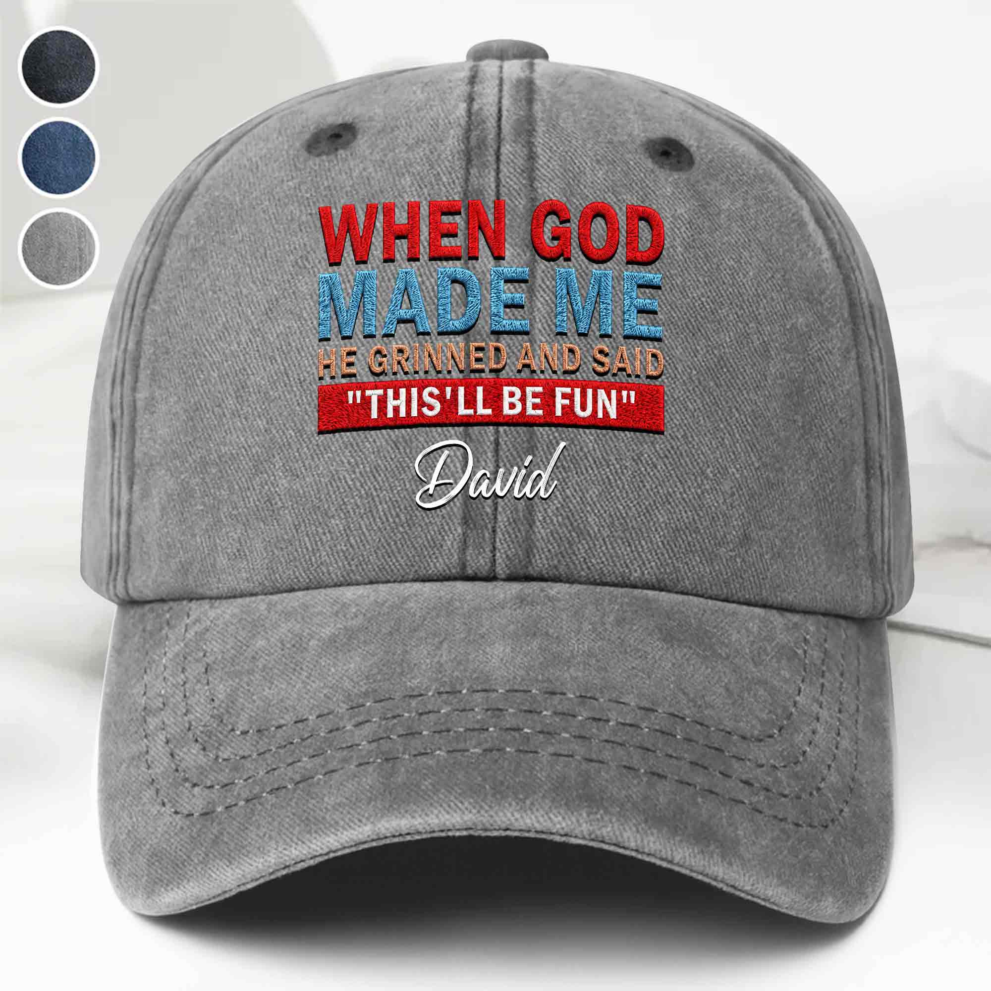 Personalized Washed Denim Cap Custom Name Faith Gift for Him Washed Denim Cap GradoCreations