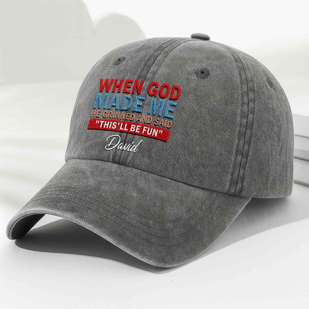 Personalized Washed Denim Cap Custom Name Faith Gift for Him Washed Denim Cap GradoCreations