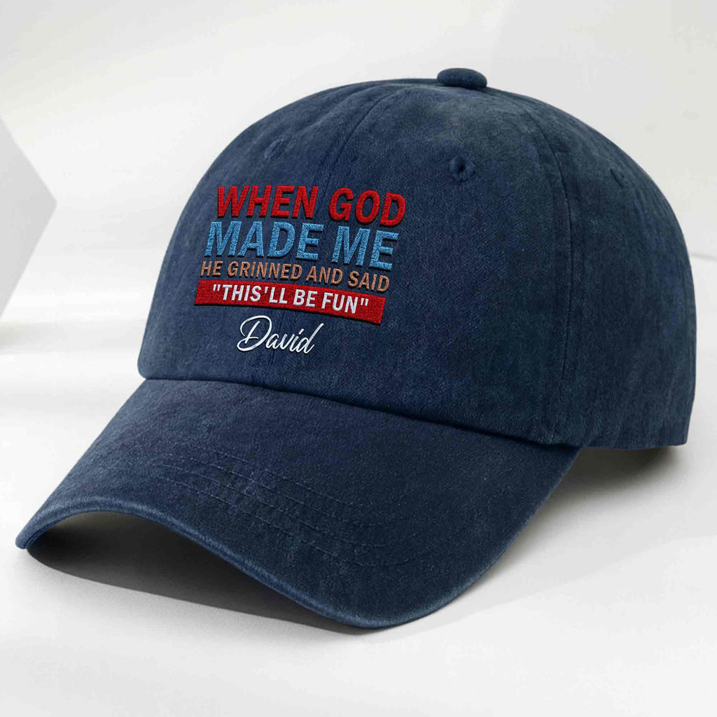 Personalized Washed Denim Cap Custom Name Faith Gift for Him Washed Denim Cap GradoCreations
