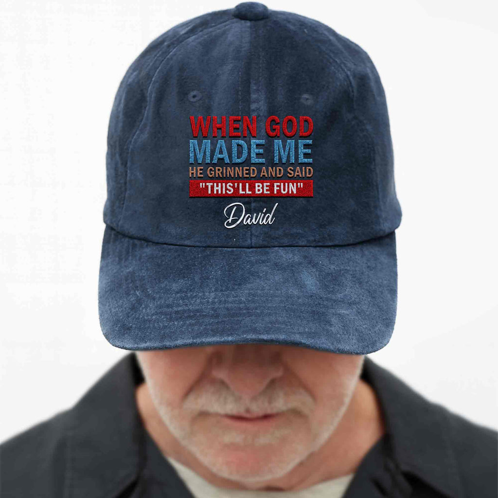 Personalized Washed Denim Cap Custom Name Faith Gift for Him Washed Denim Cap GradoCreations