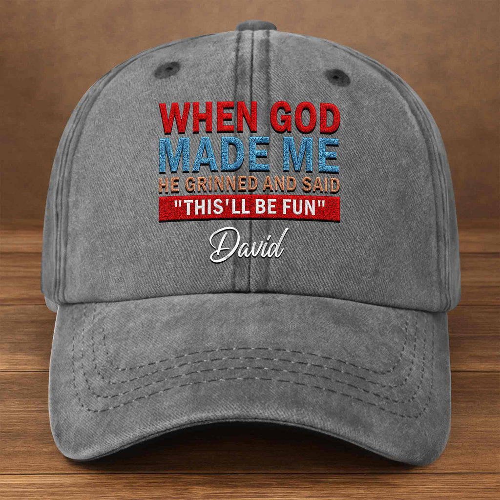 Personalized Washed Denim Cap Custom Name Faith Gift for Him Washed Denim Cap GradoCreations