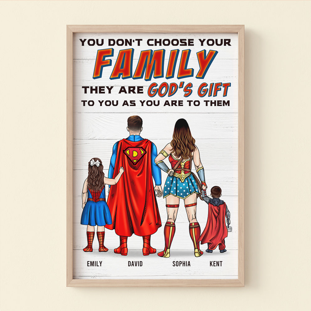 Personalized Superhero Family Canvas Print Unique Home Decor Gift