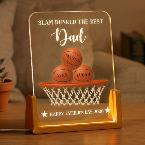 Personalized 3D LED Light Basketball Dad Custom Name Gift 3D Led Light GradoCreations