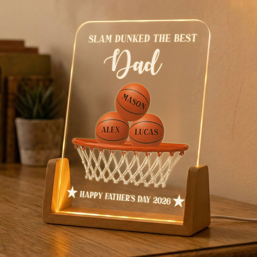 Personalized 3D LED Light Basketball Dad Custom Name Gift