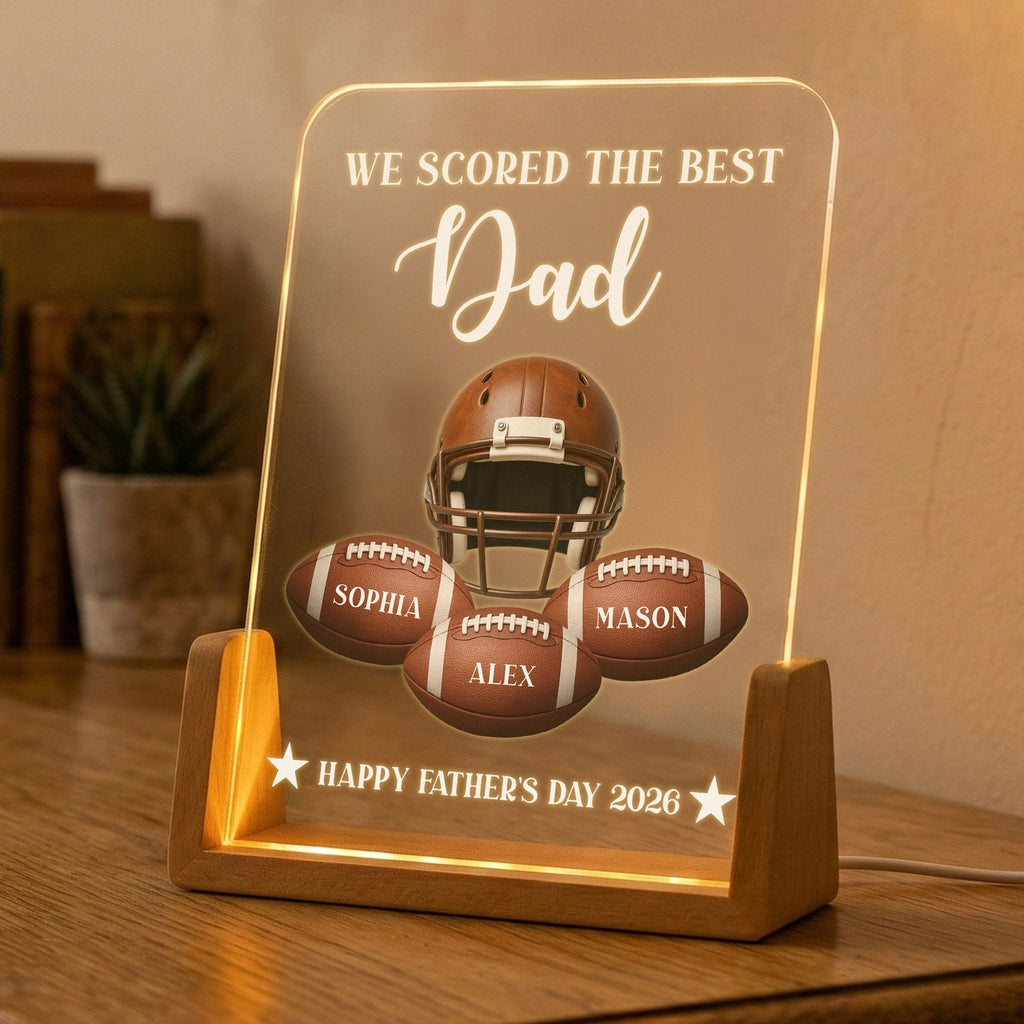 Personalized 3D LED Light for Dad - Custom Football Gift