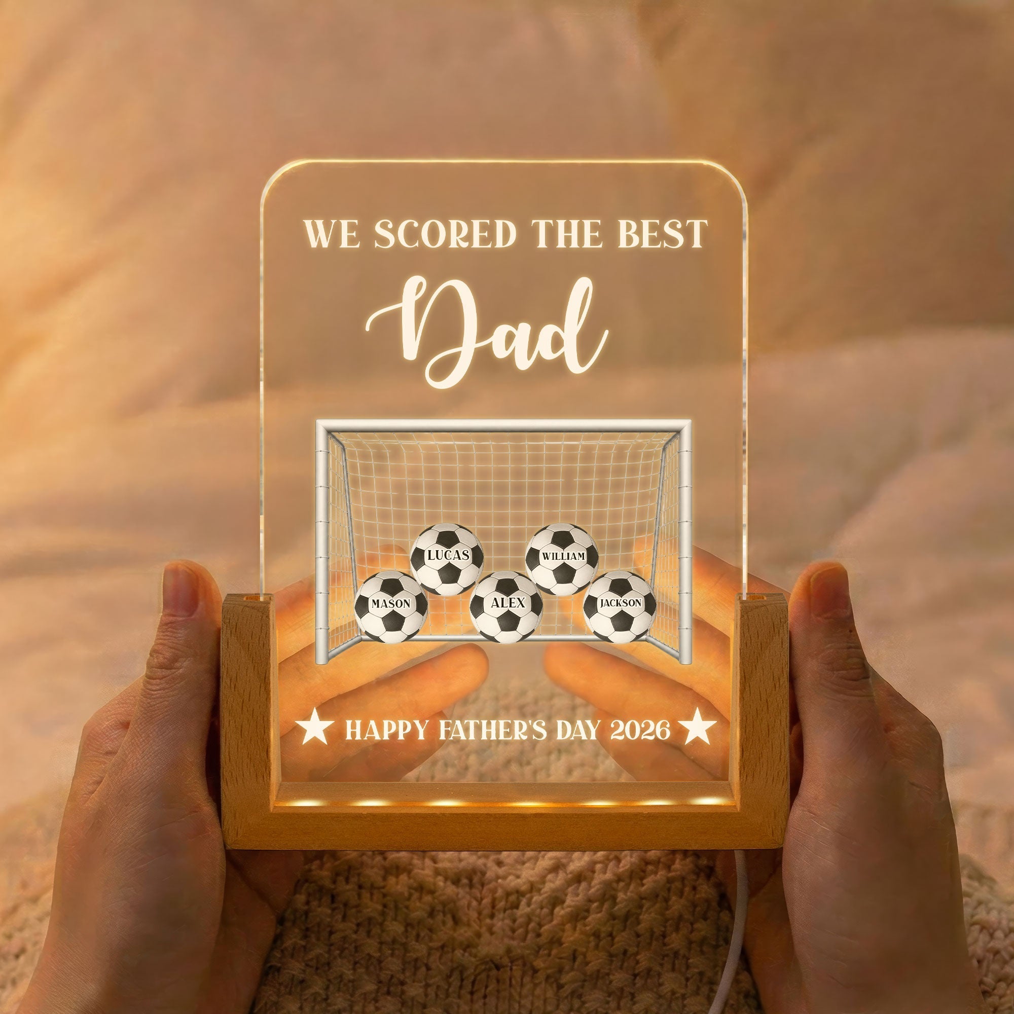 Personalized Soccer Dad 3D LED Light Custom Gift for Football Lovers