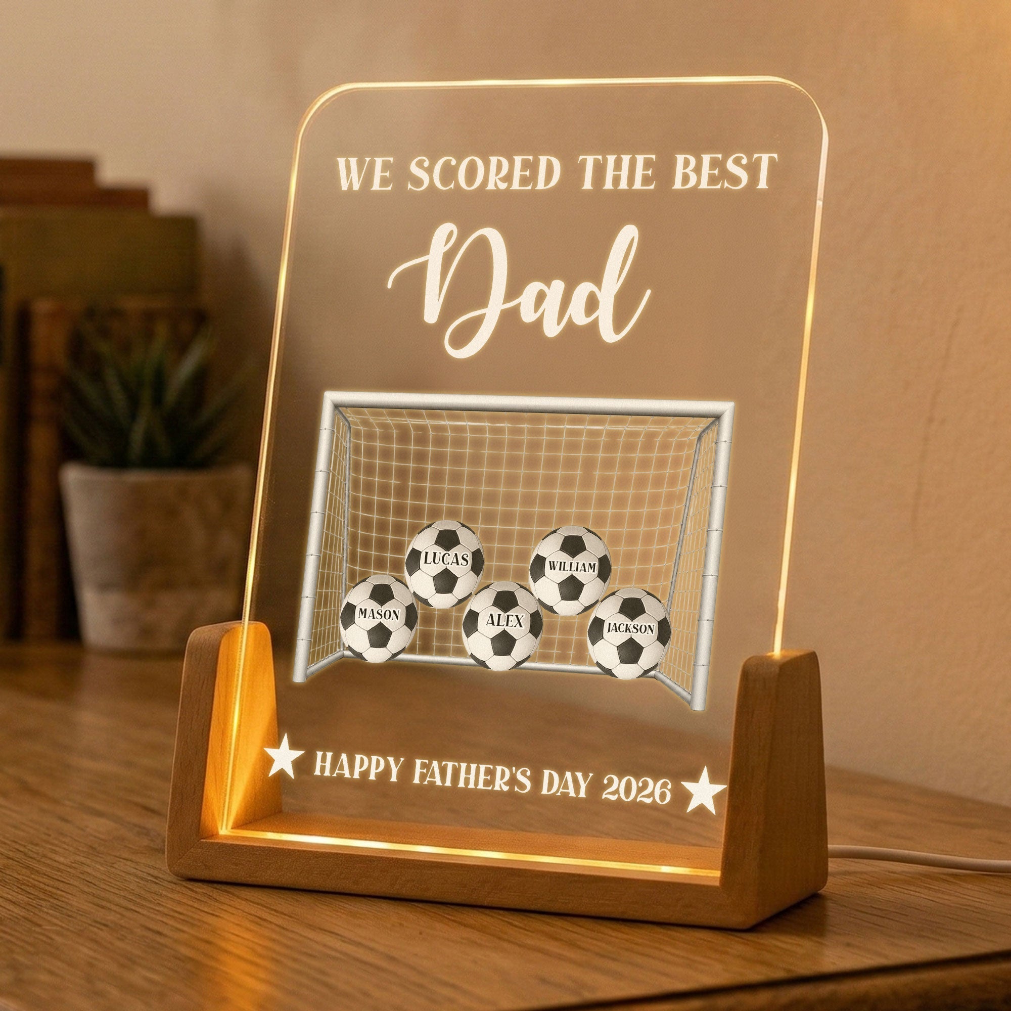 Personalized Soccer Dad 3D LED Light Custom Gift for Football Lovers