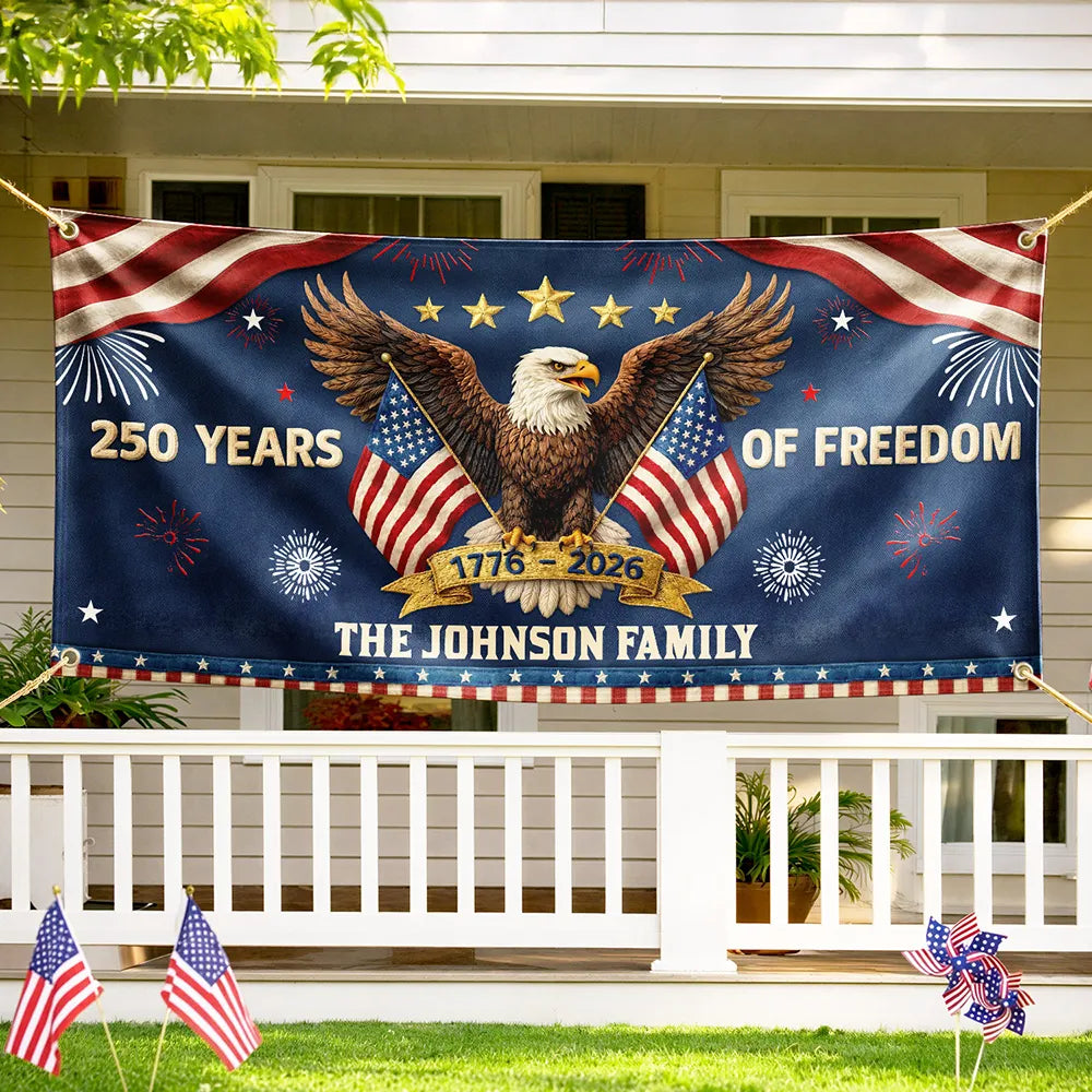 Personalized Patriotic Eagle Banner 250 Years of Freedom Gift