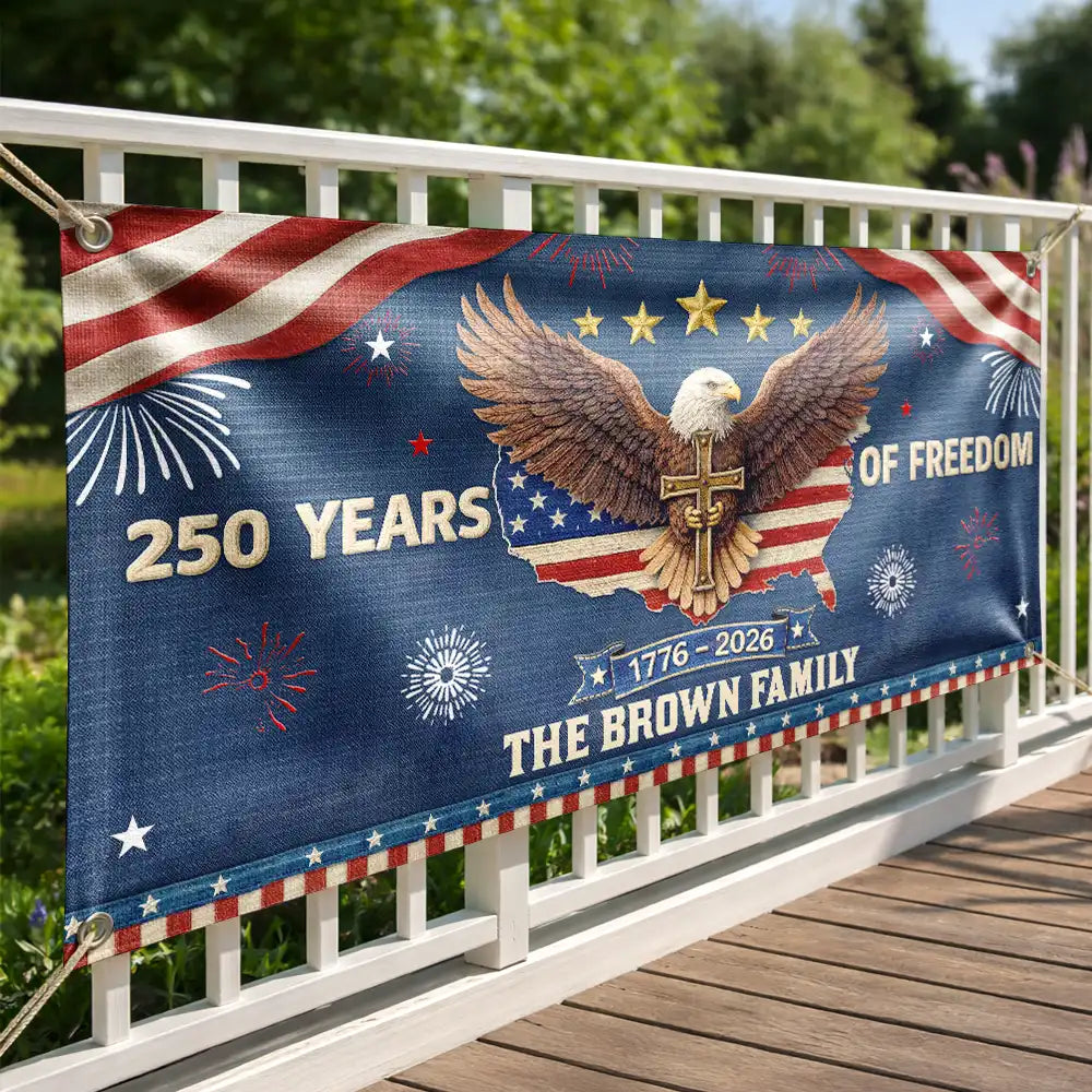 Personalized Patriotic Eagle Banner 250 Years of Freedom Gift